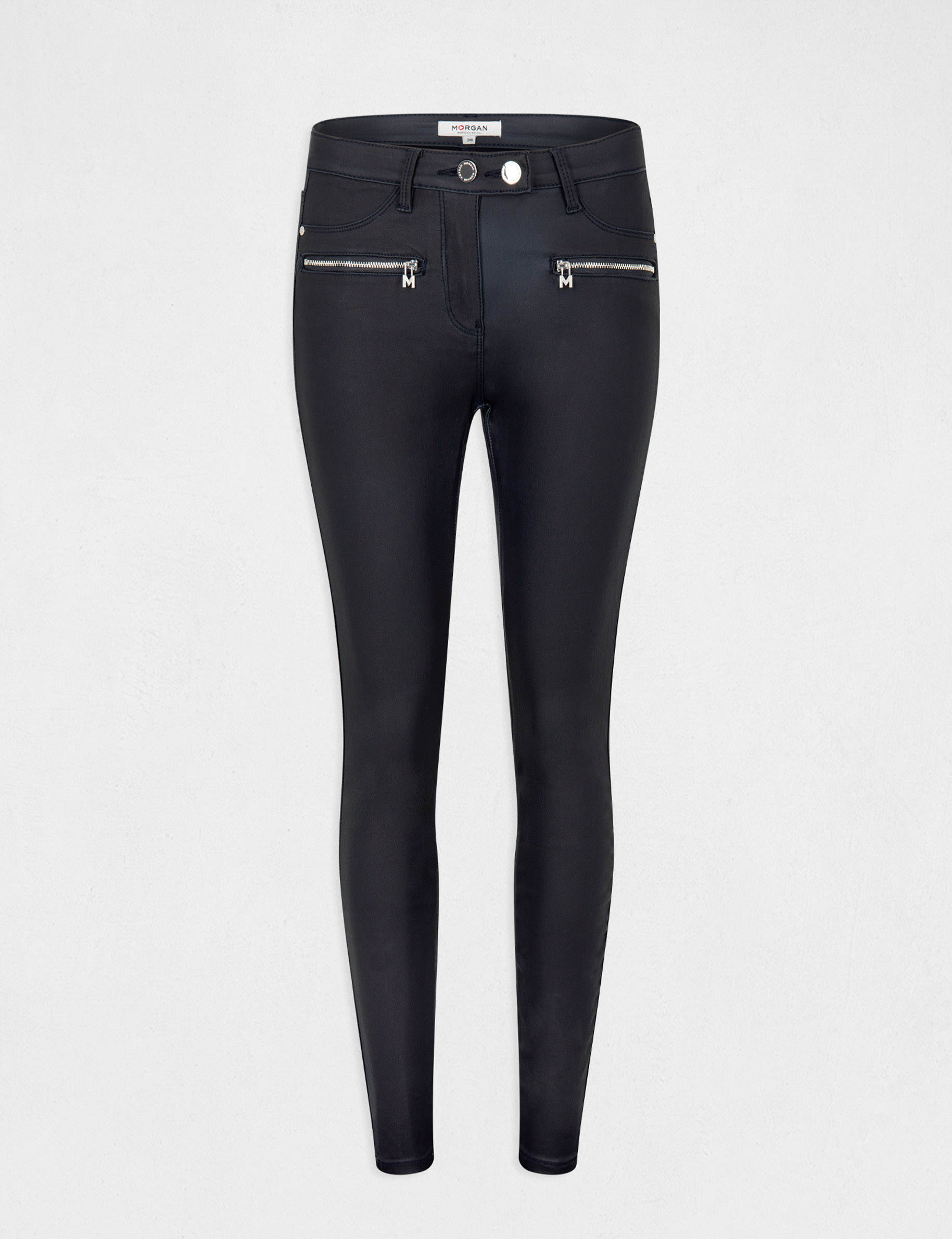 pantalon skinny mojado con cremallera marino mujer Pantalón skinny mojado con cremallera marino mujer