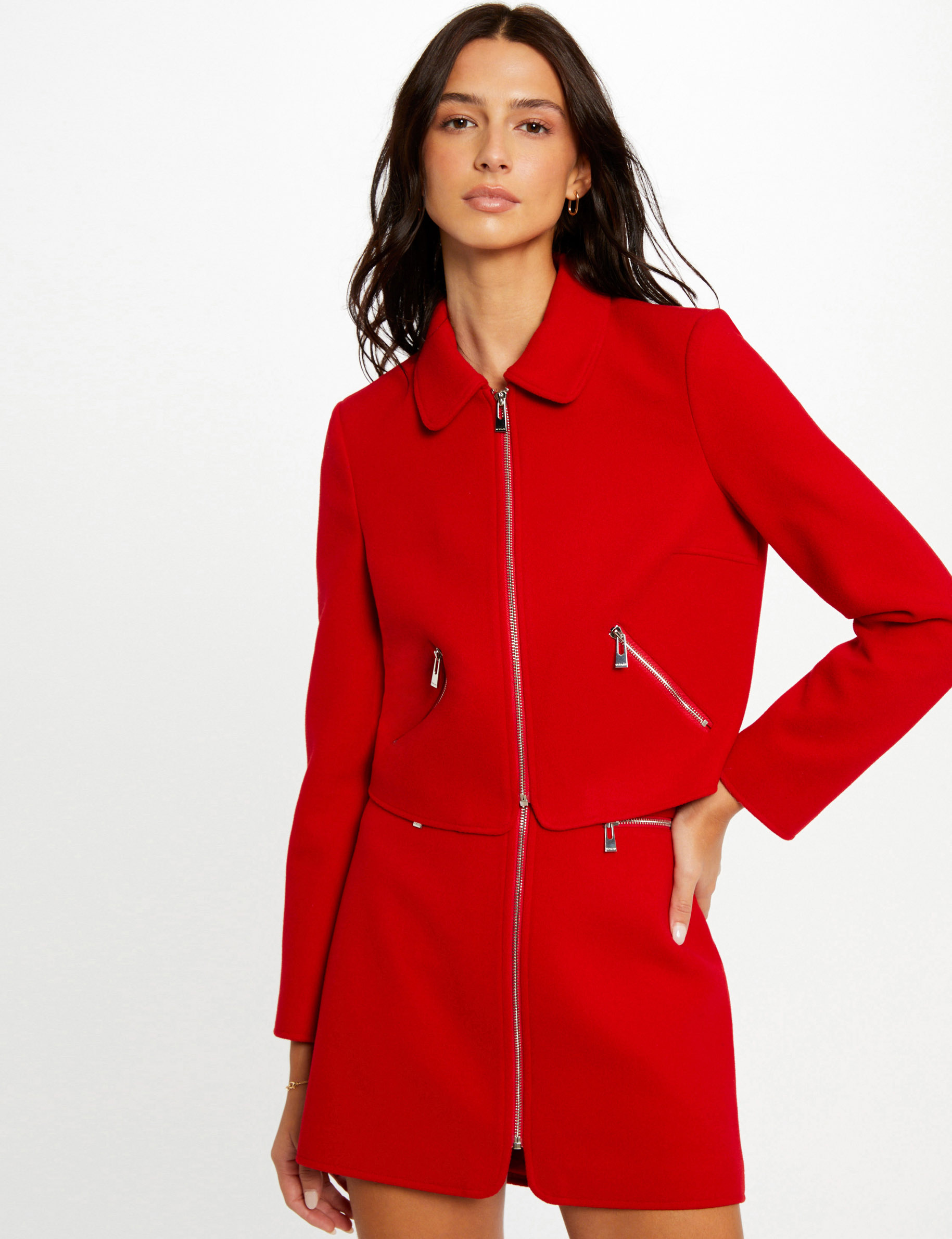 falda recta con cremallera rojo mujer Falda recta con cremallera rojo mujer