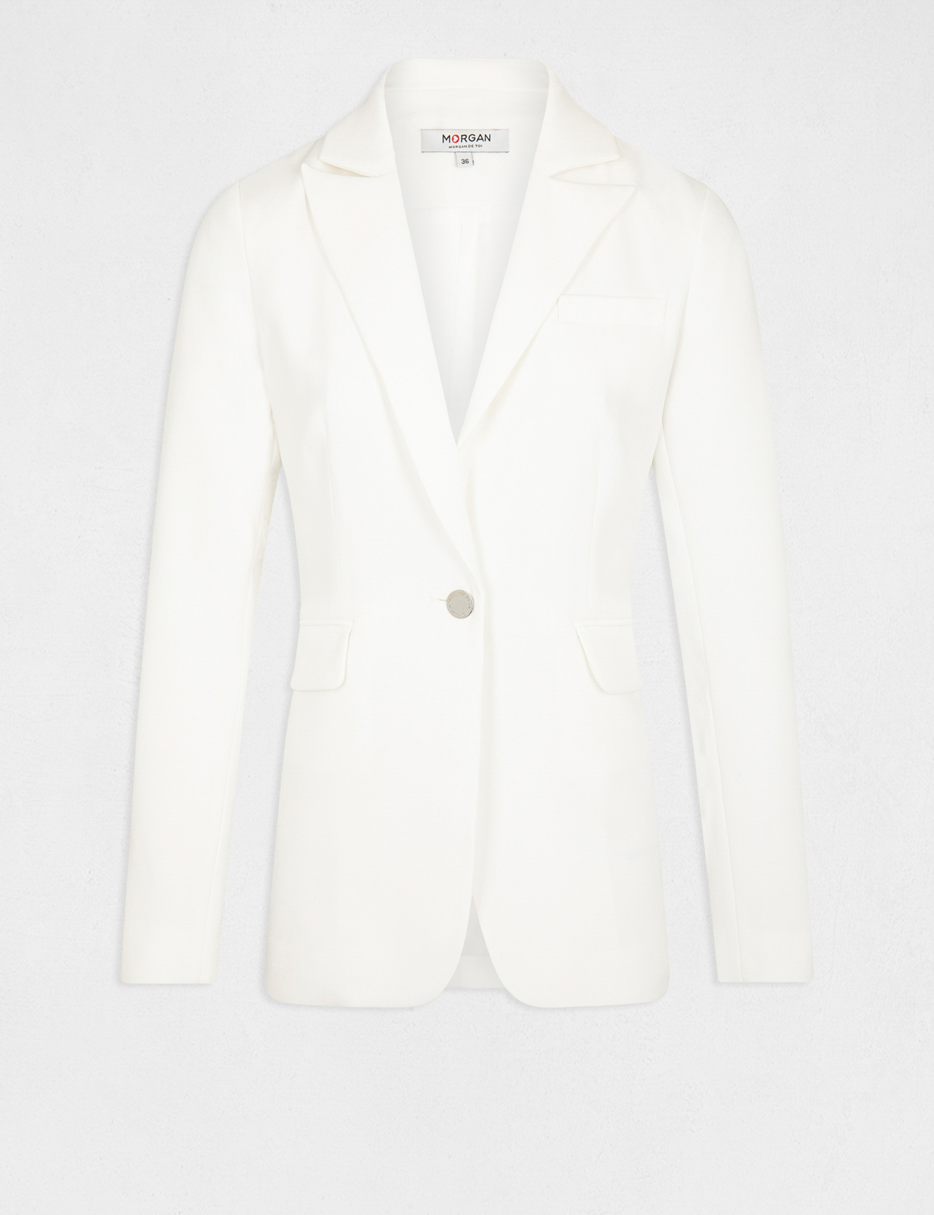 chaqueta entallada cuello con muescas crudo mujer Chaqueta entallada cuello con muescas crudo mujer