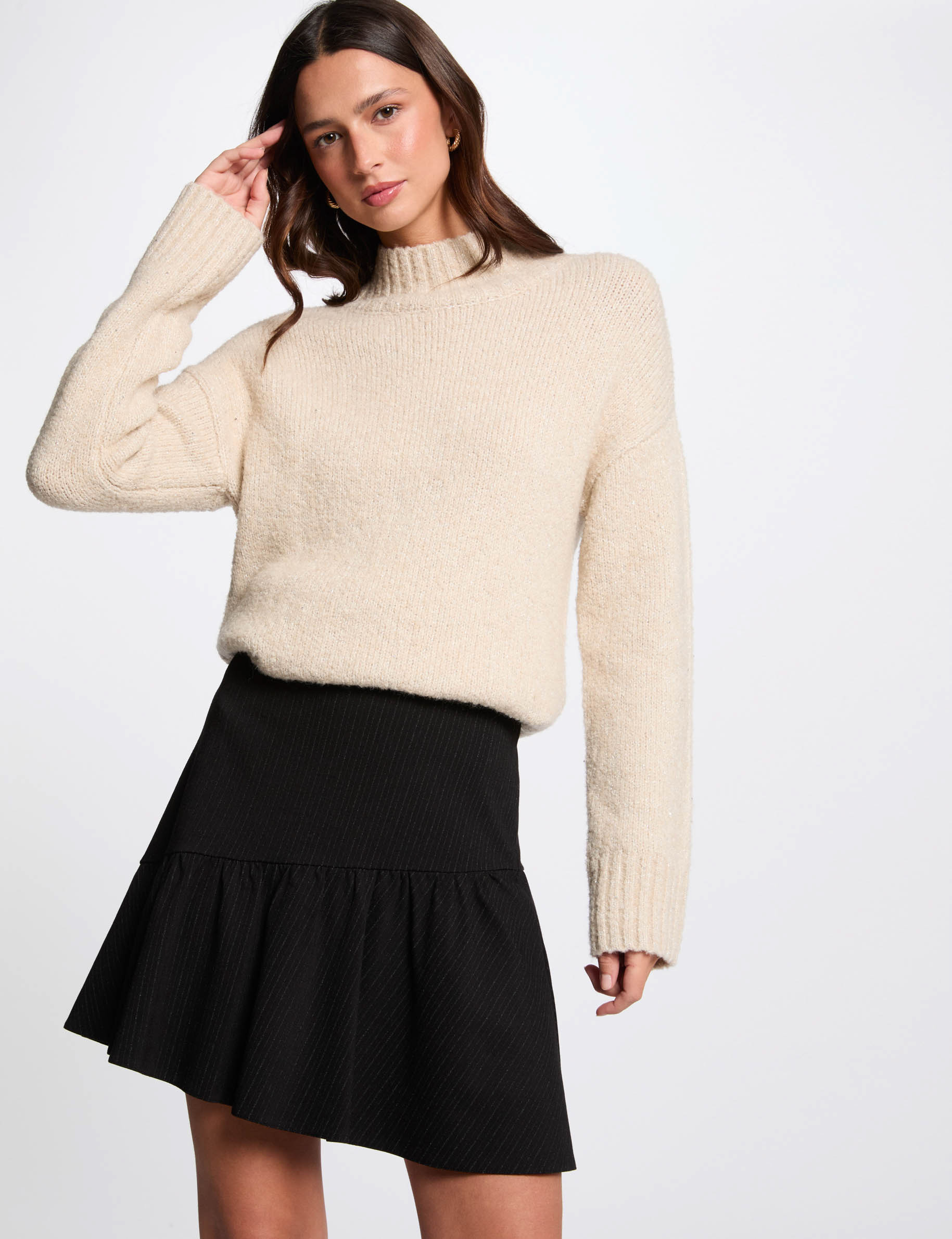 falda corta con rayas negro mujer Falda corta con rayas negro mujer