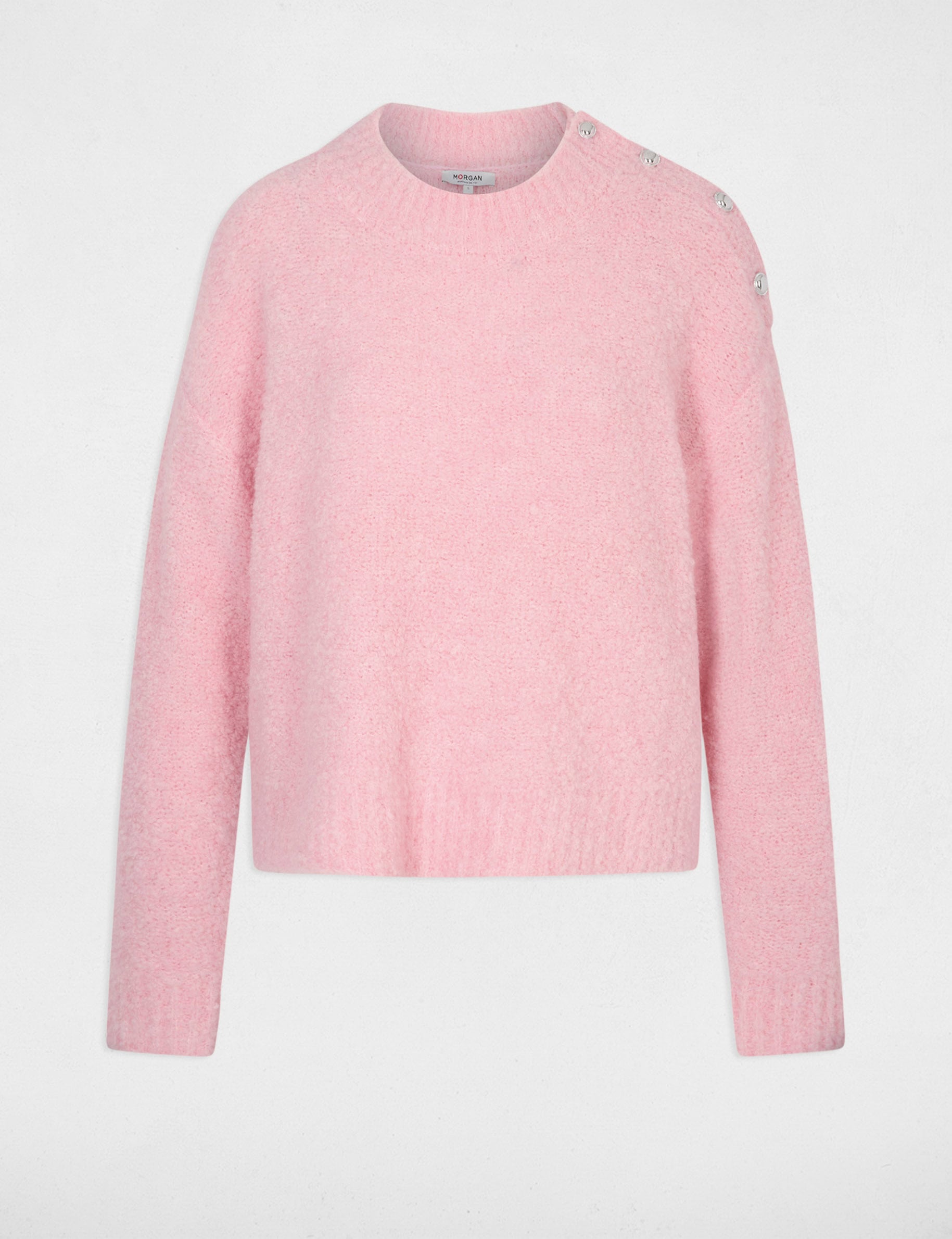 Jersey cuello redondo rosa claro mujer