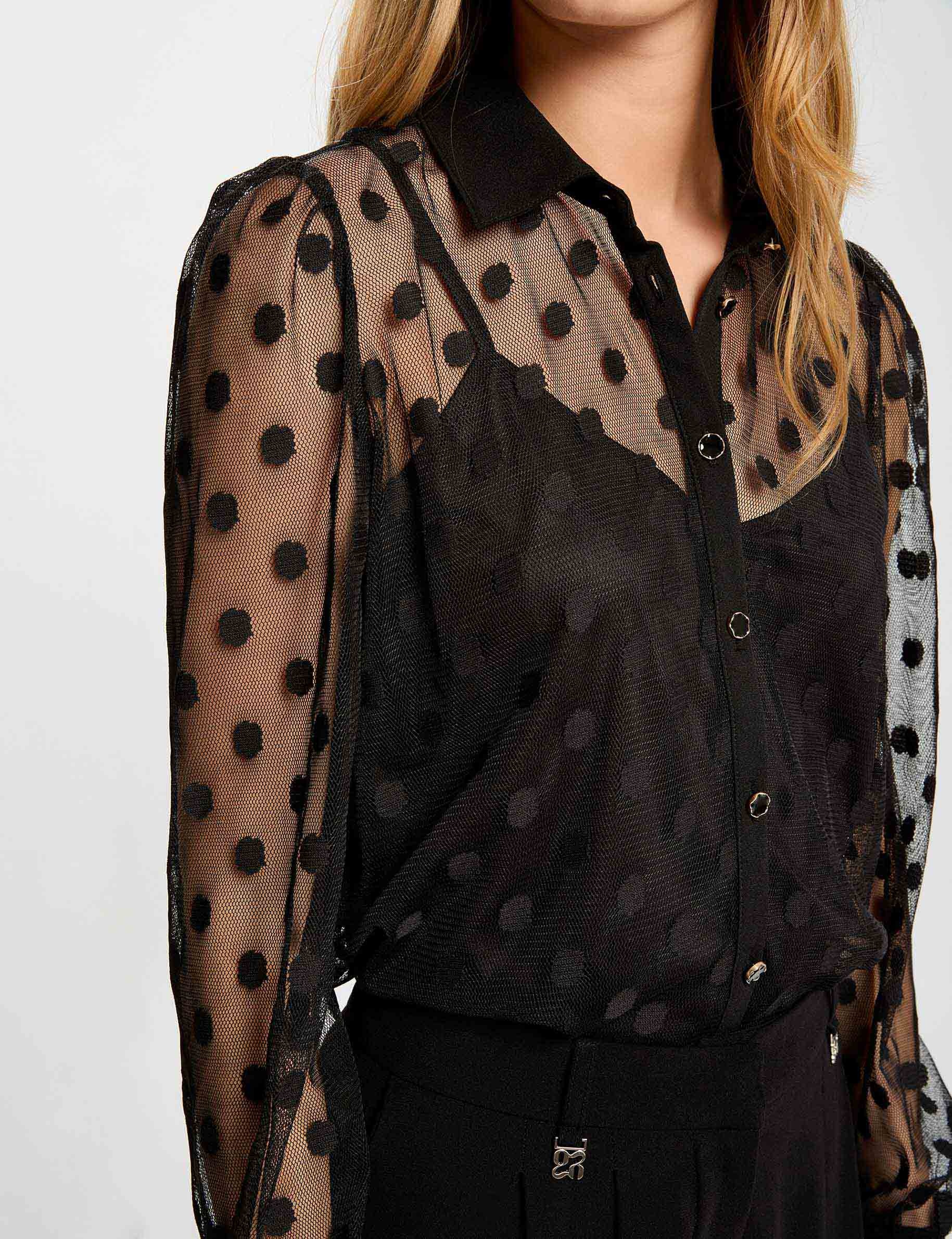Camiseta con cuello lazada negro mujer