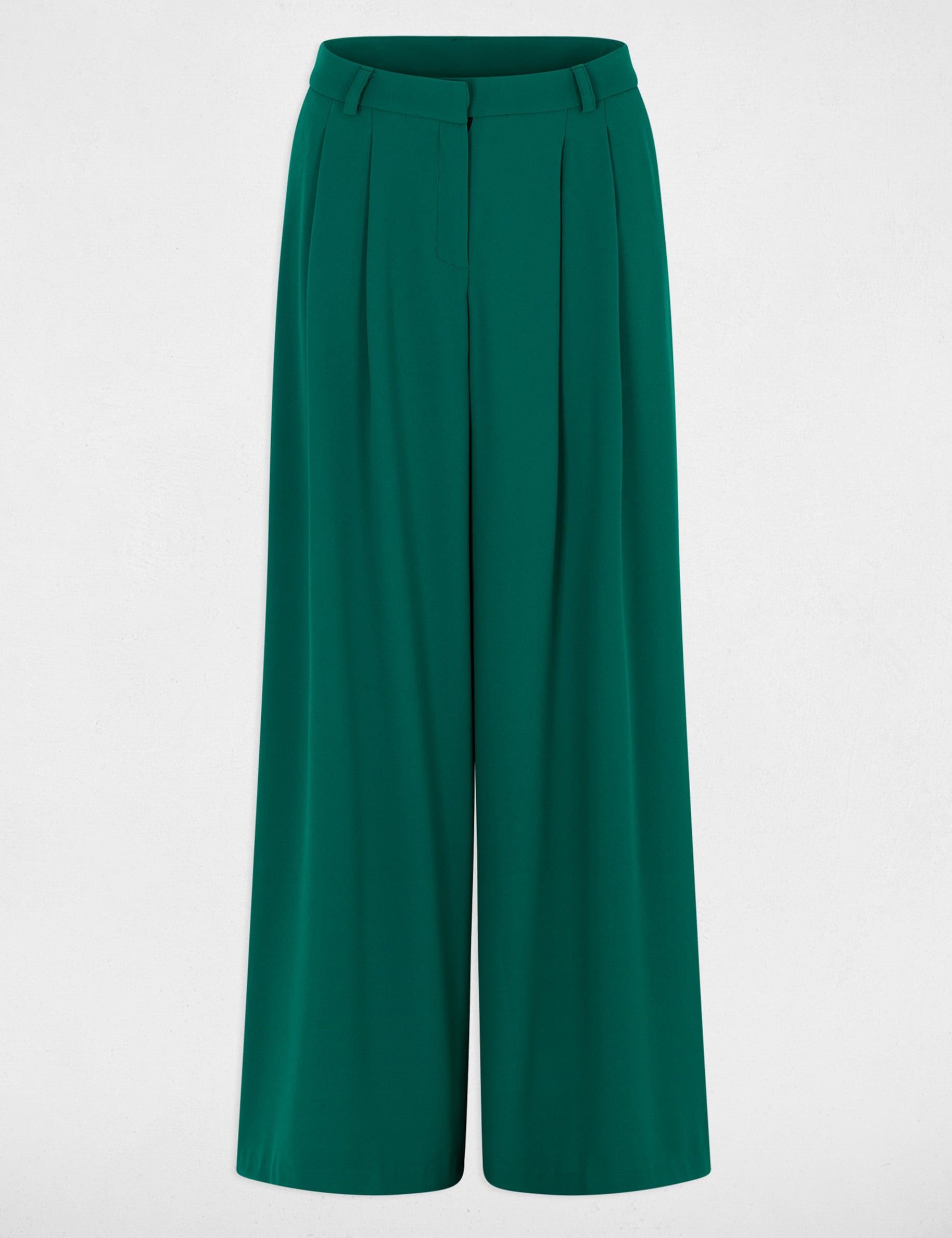 Pantal&oacute;n ancho de tiro alto verde mujer