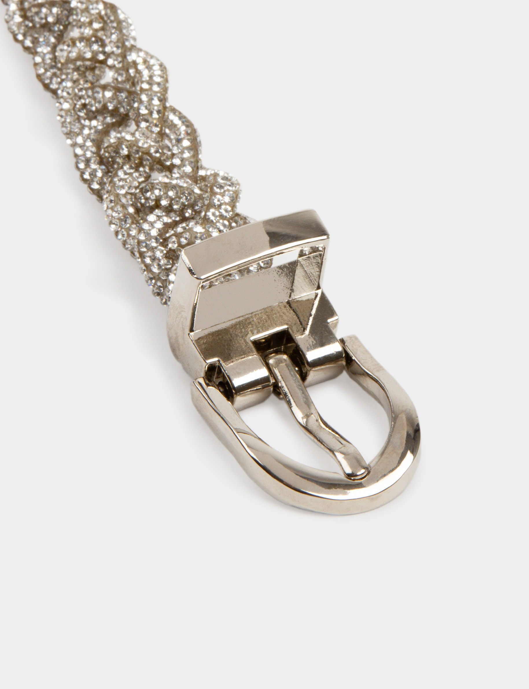cinturon trenzado con strass couleur argent mujer Cinturón trenzado con strass couleur argent mujer