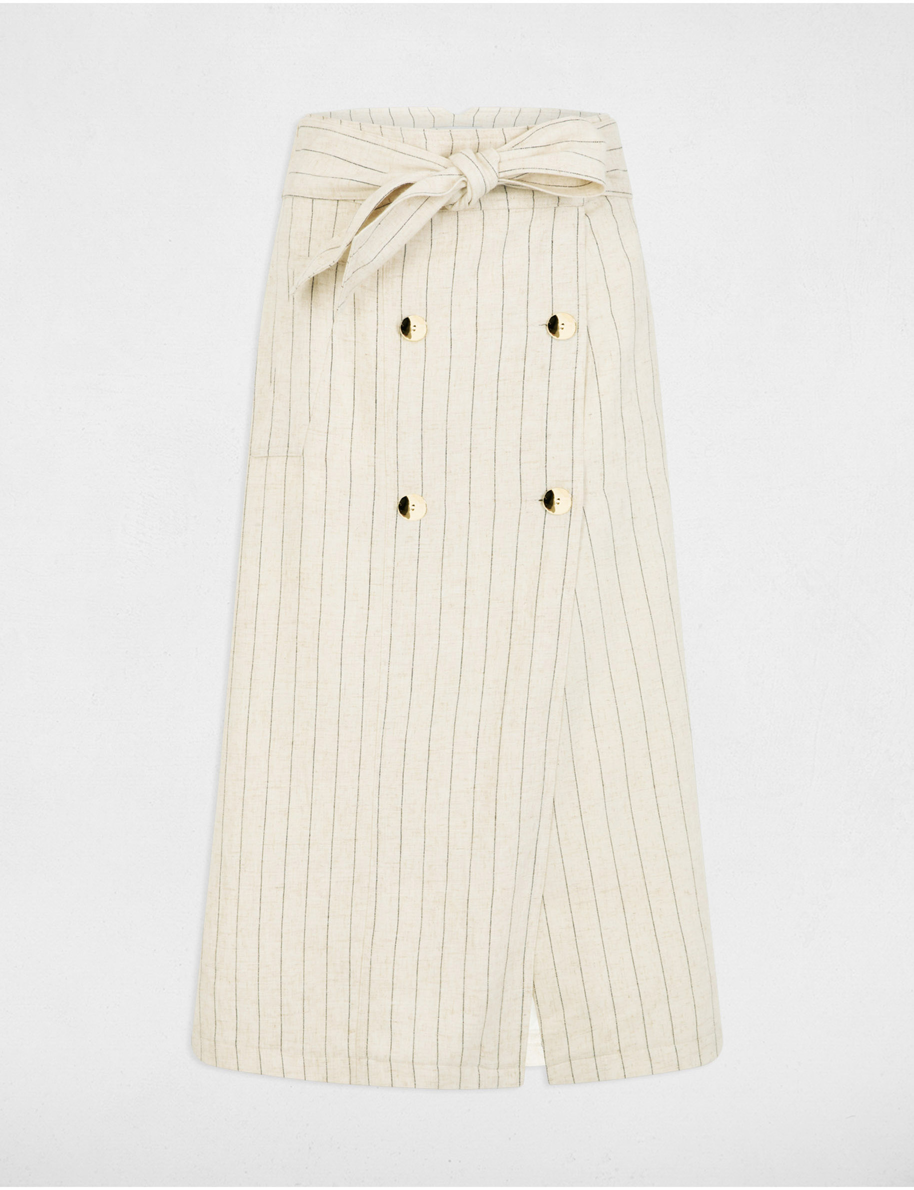 falda midi con rayas beige mujer Falda midi con rayas beige mujer