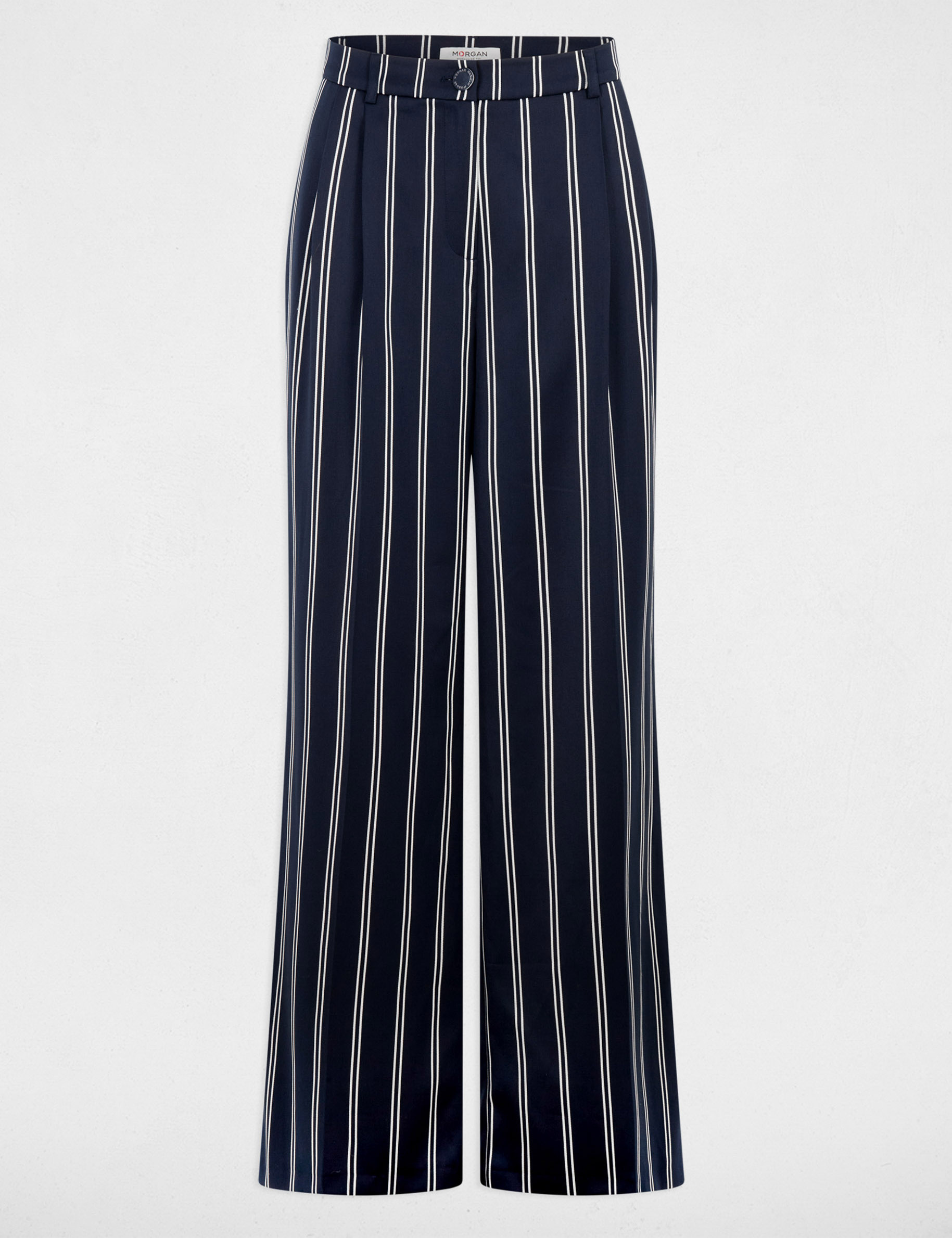 Pantal&oacute;n ancho de tiro alto azul marino mujer