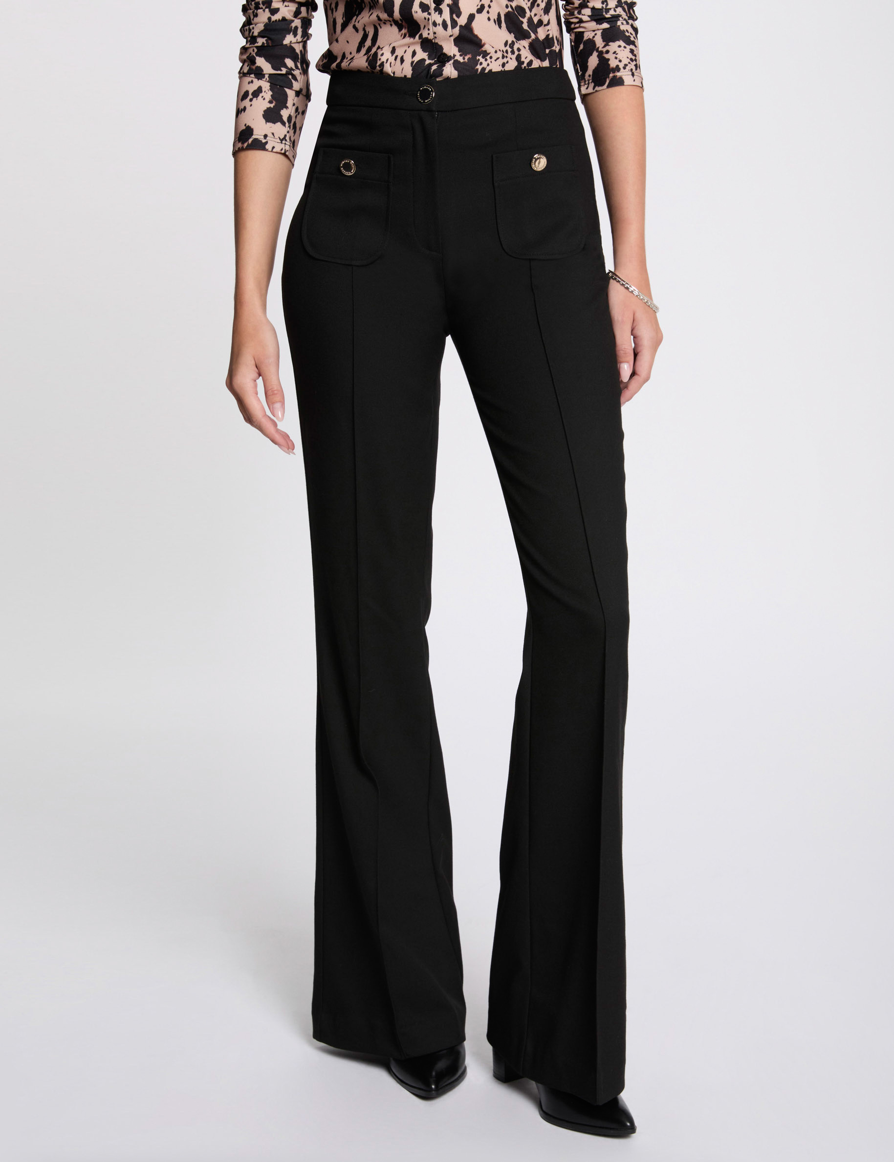 pantalon boot cut negro mujer Pantalón boot-cut negro mujer