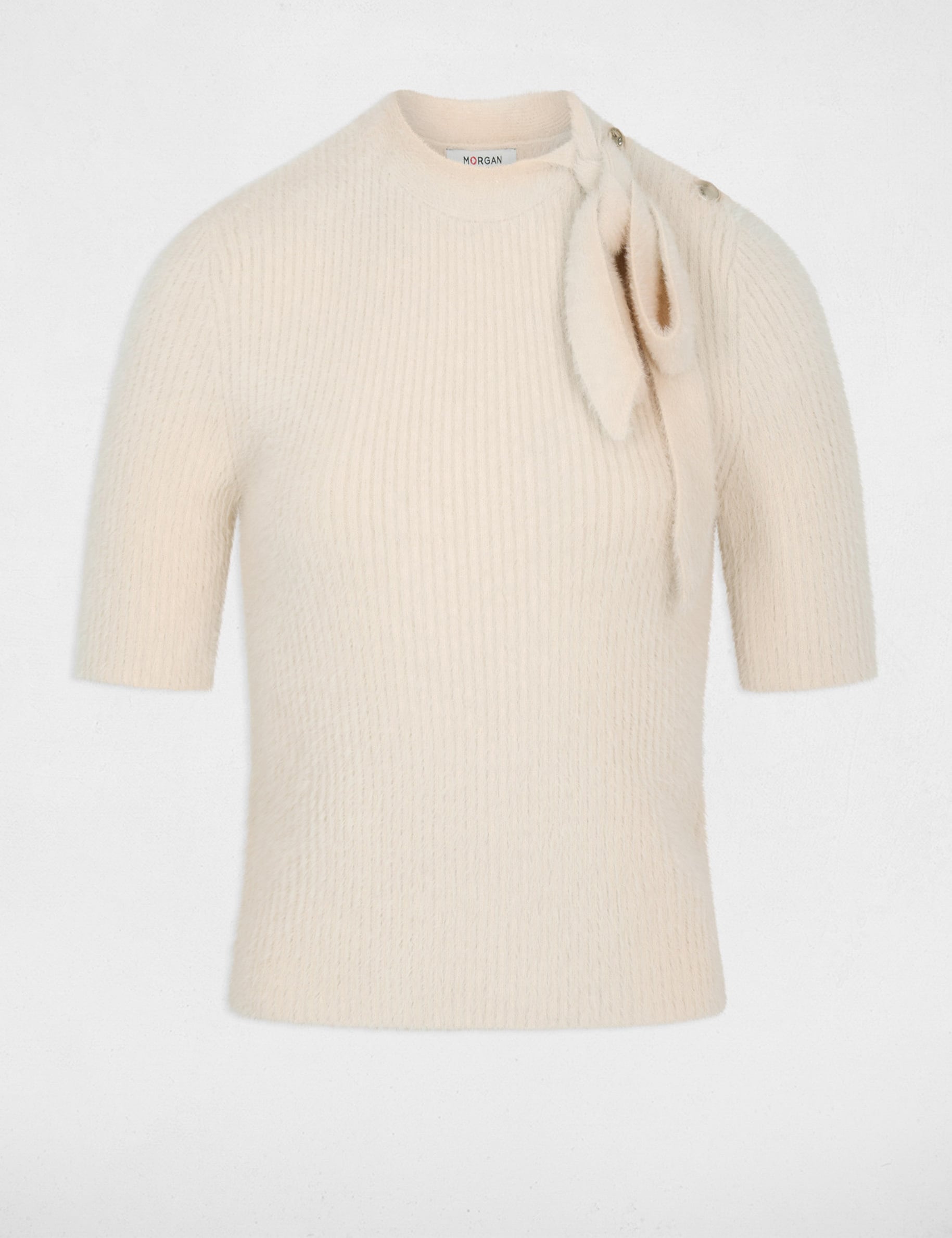 Jersey de cuello alto beige mujer