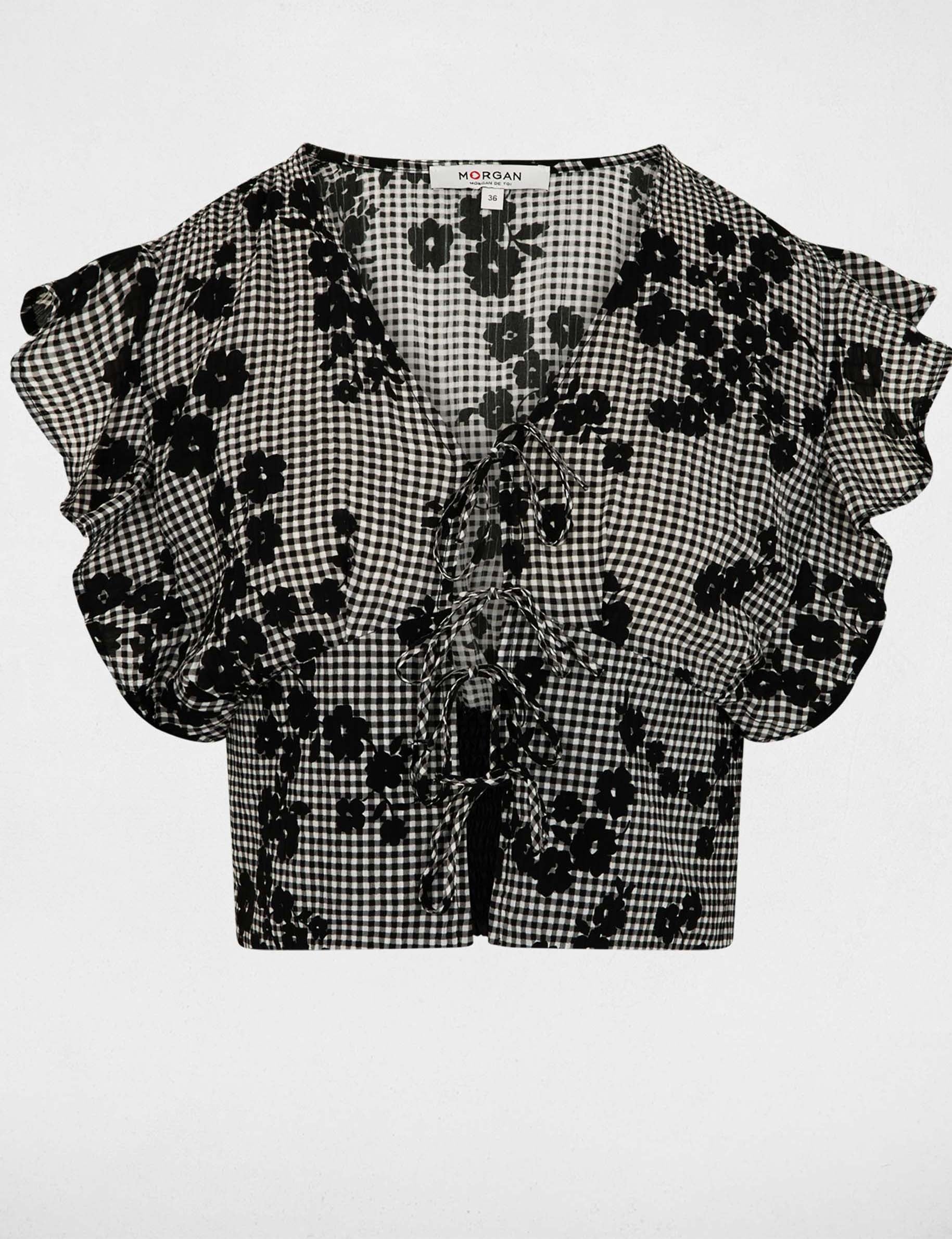 Camisa estampada con cuello en v multicolor mujer