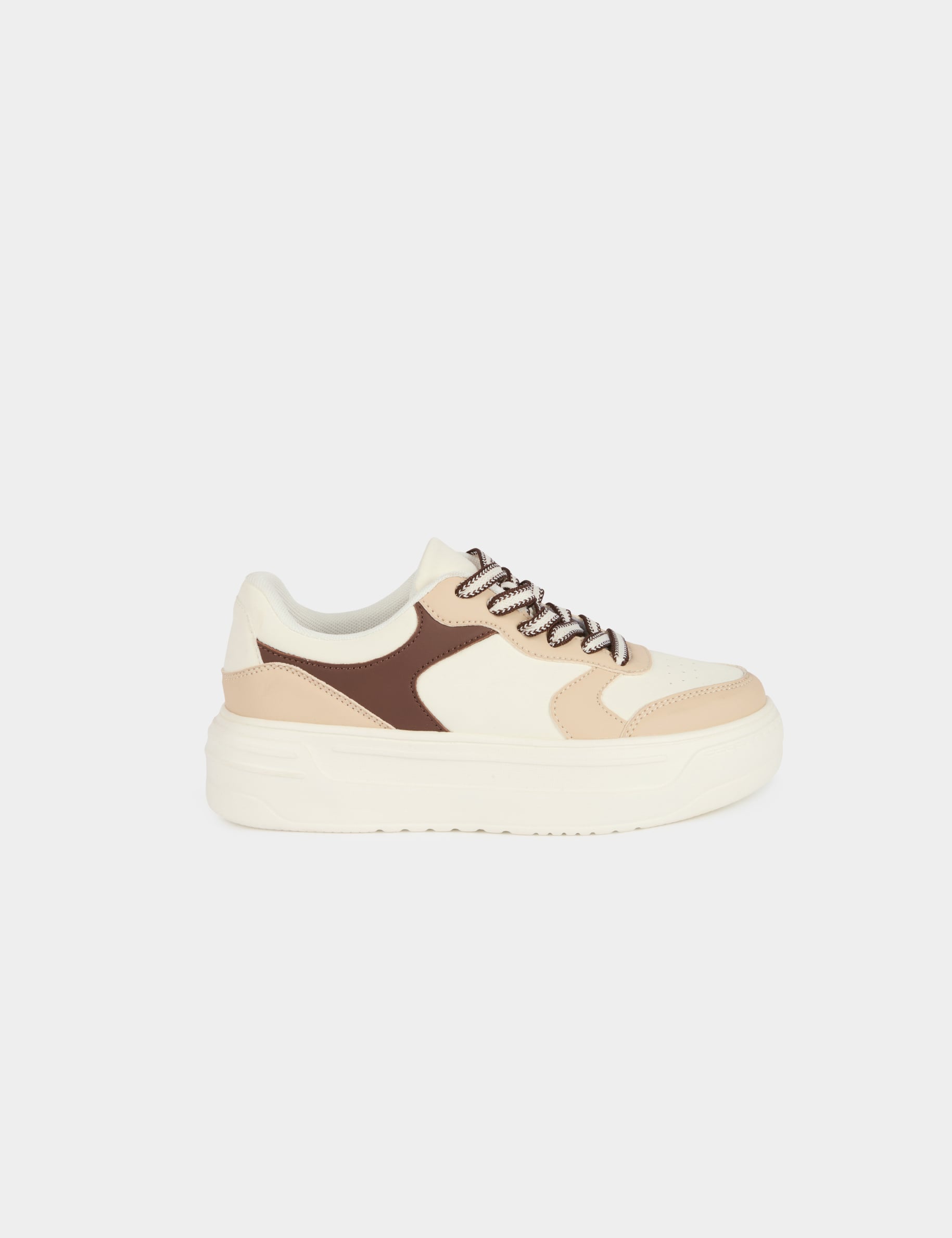 Zapatillas bicolor de piel sint&eacute;tica blanco mujer