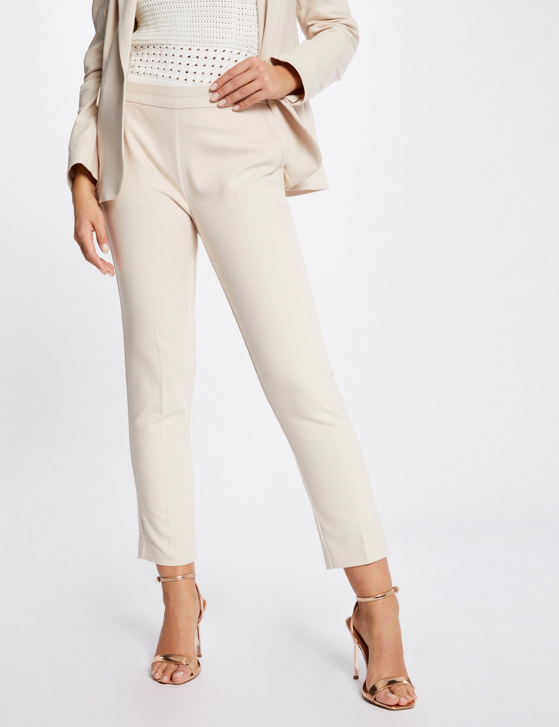 pantalon cigarette estilo corto marfil mujer Pantalón cigarette estilo corto marfil mujer