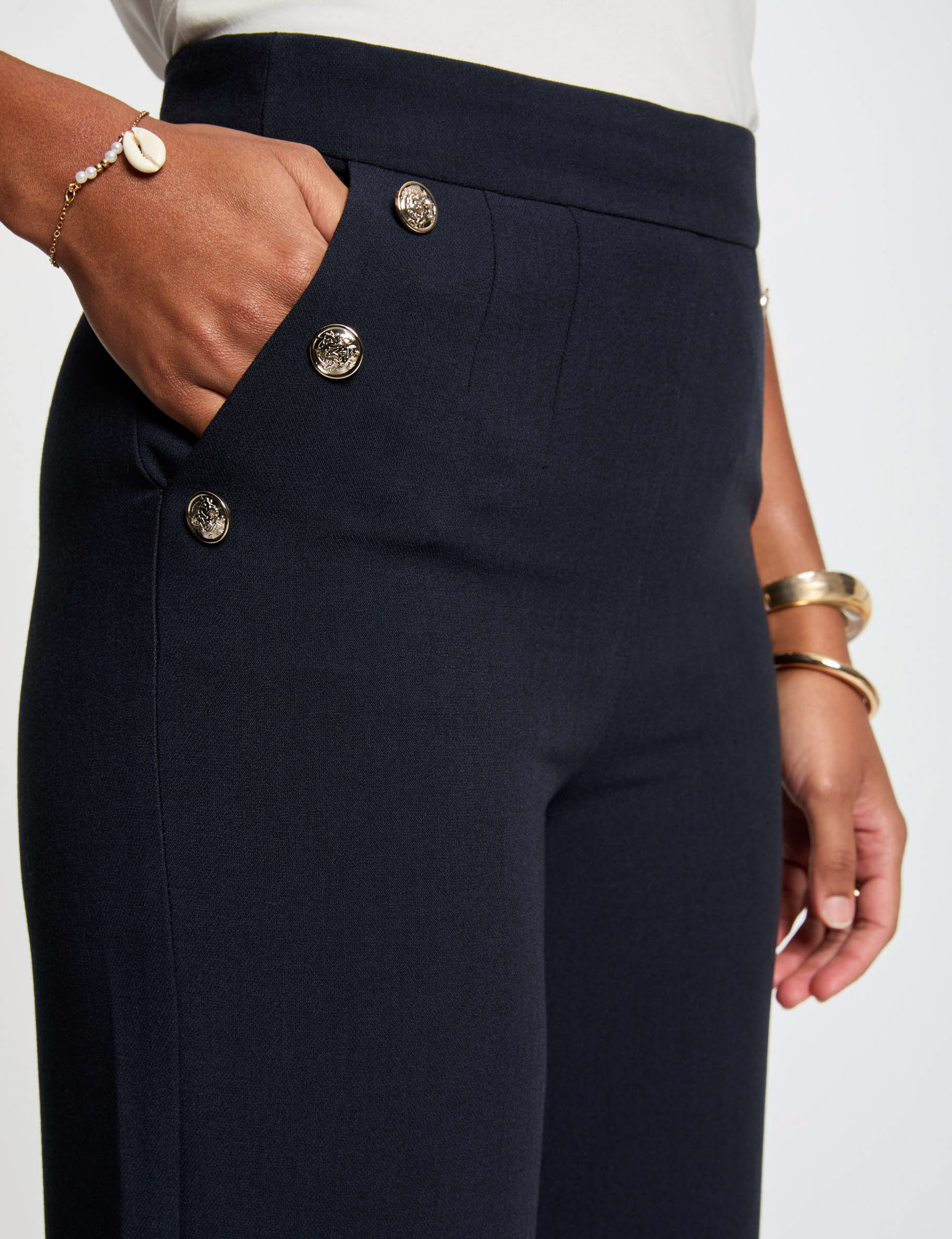 pantalon pernera ancha azul marino mujer Pantalón pernera ancha azul marino mujer