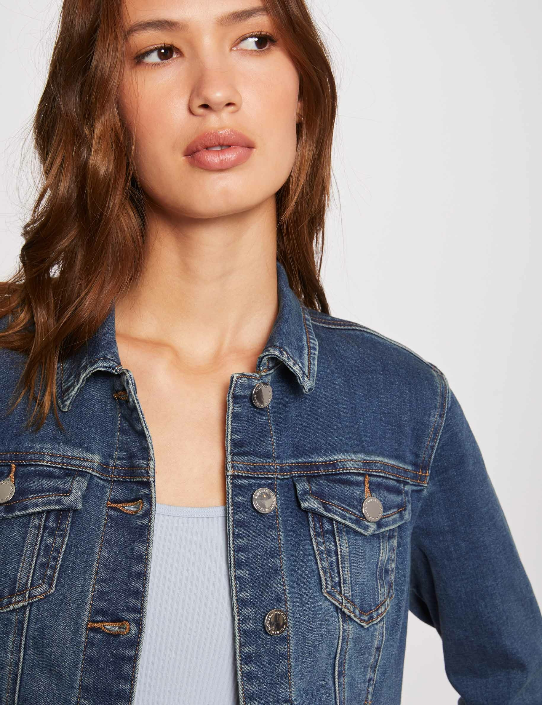 Chaqueta vaquera recta con botones vaquero stone mujer Chaqueta vaquera recta con botones vaquero stone mujer