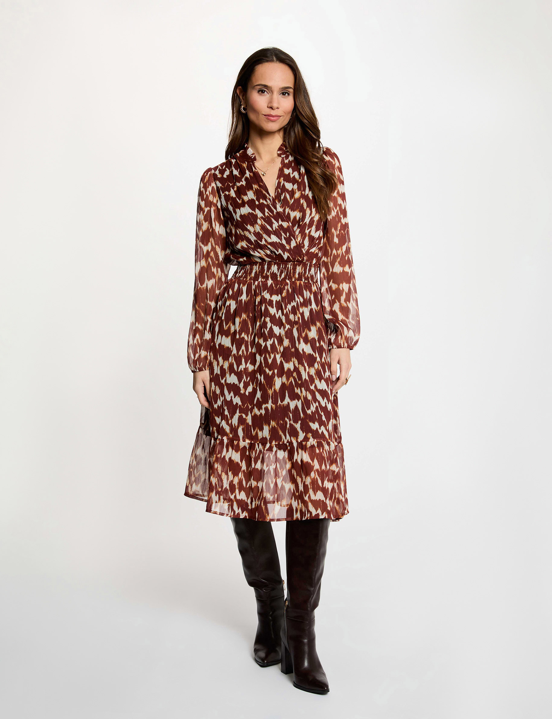 Vestido cruzado de gasa multicolor mujer