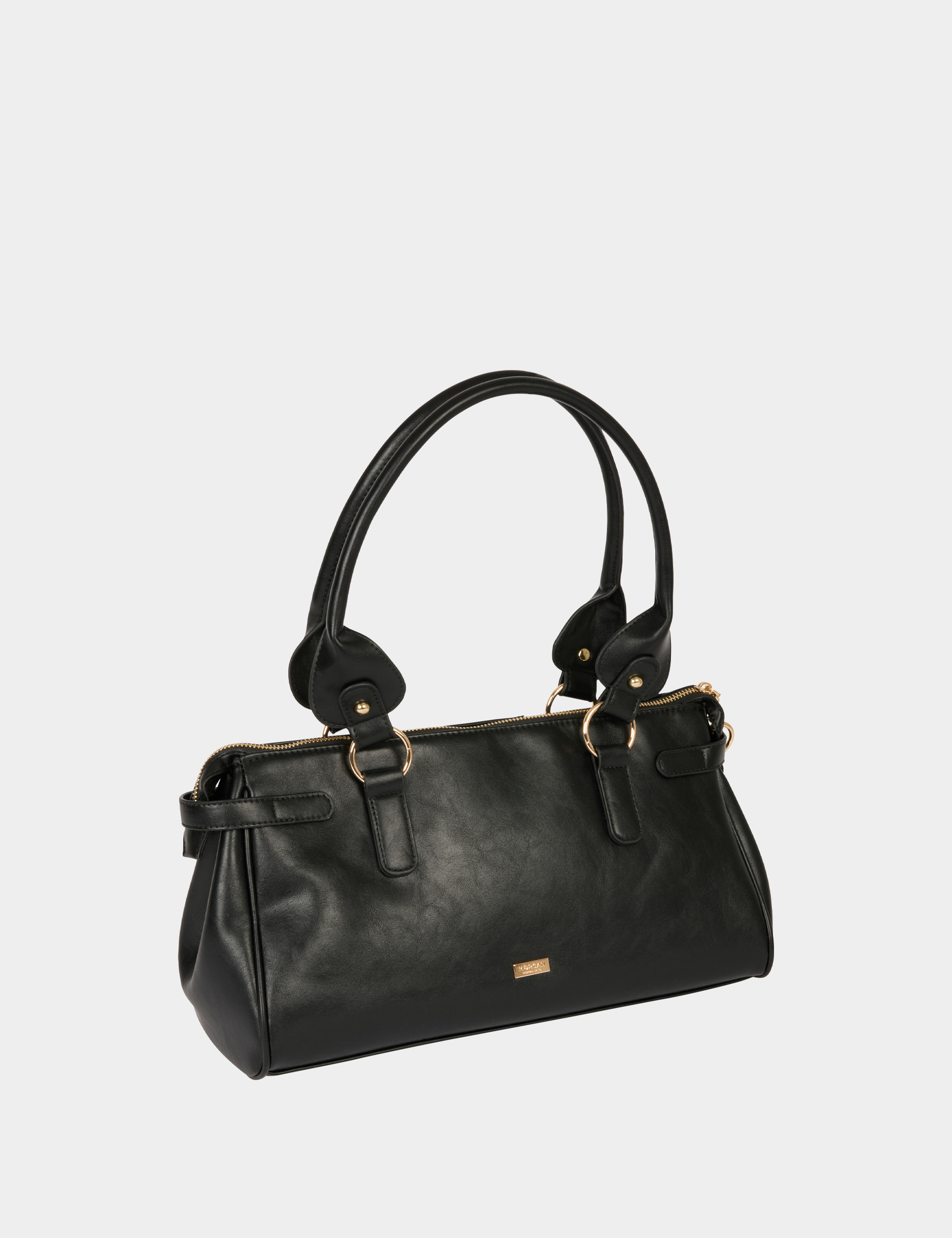 Bolso de imitaci&oacute;n cuero hombro negro mujer