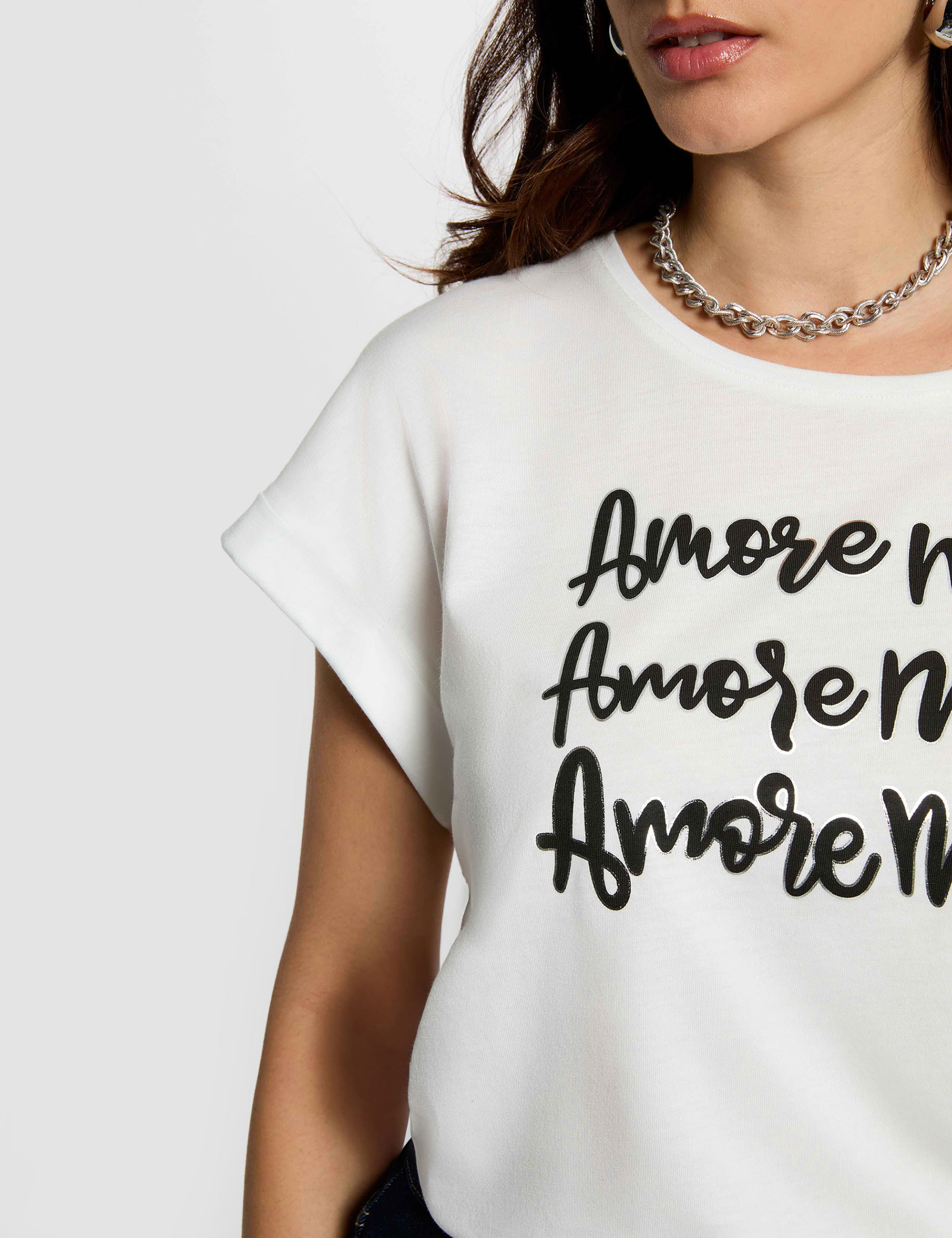 Camiseta cuello redondo blanco mujer