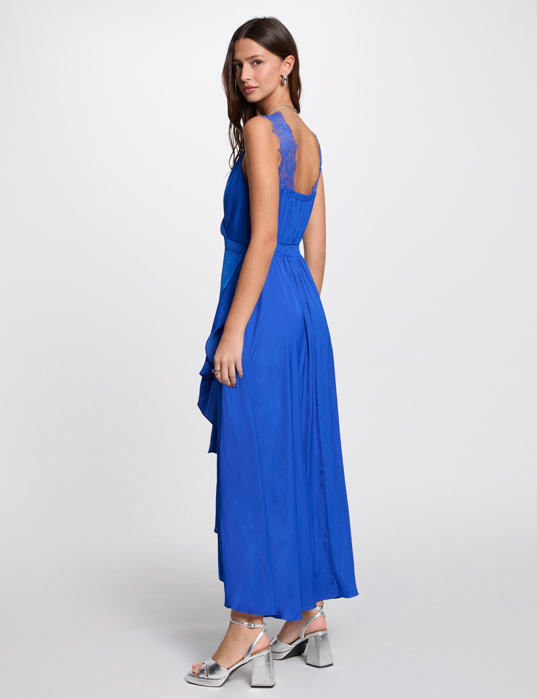 vestido largo recto holgado azul electrico mujer Vestido largo recto holgado azul eléctrico mujer