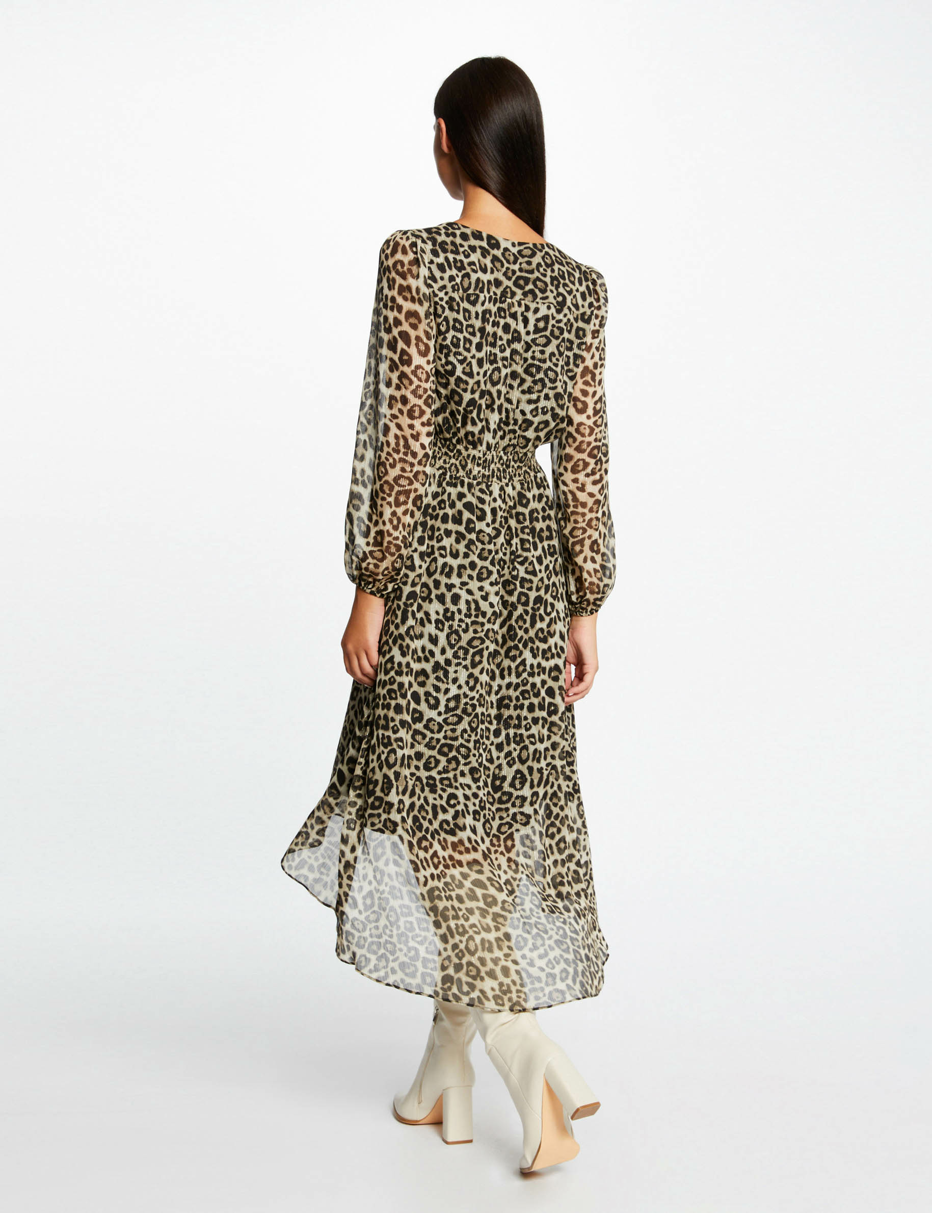 vestido midi cruzado estampado leopardo multico mujer Vestido midi cruzado estampado leopardo multico mujer