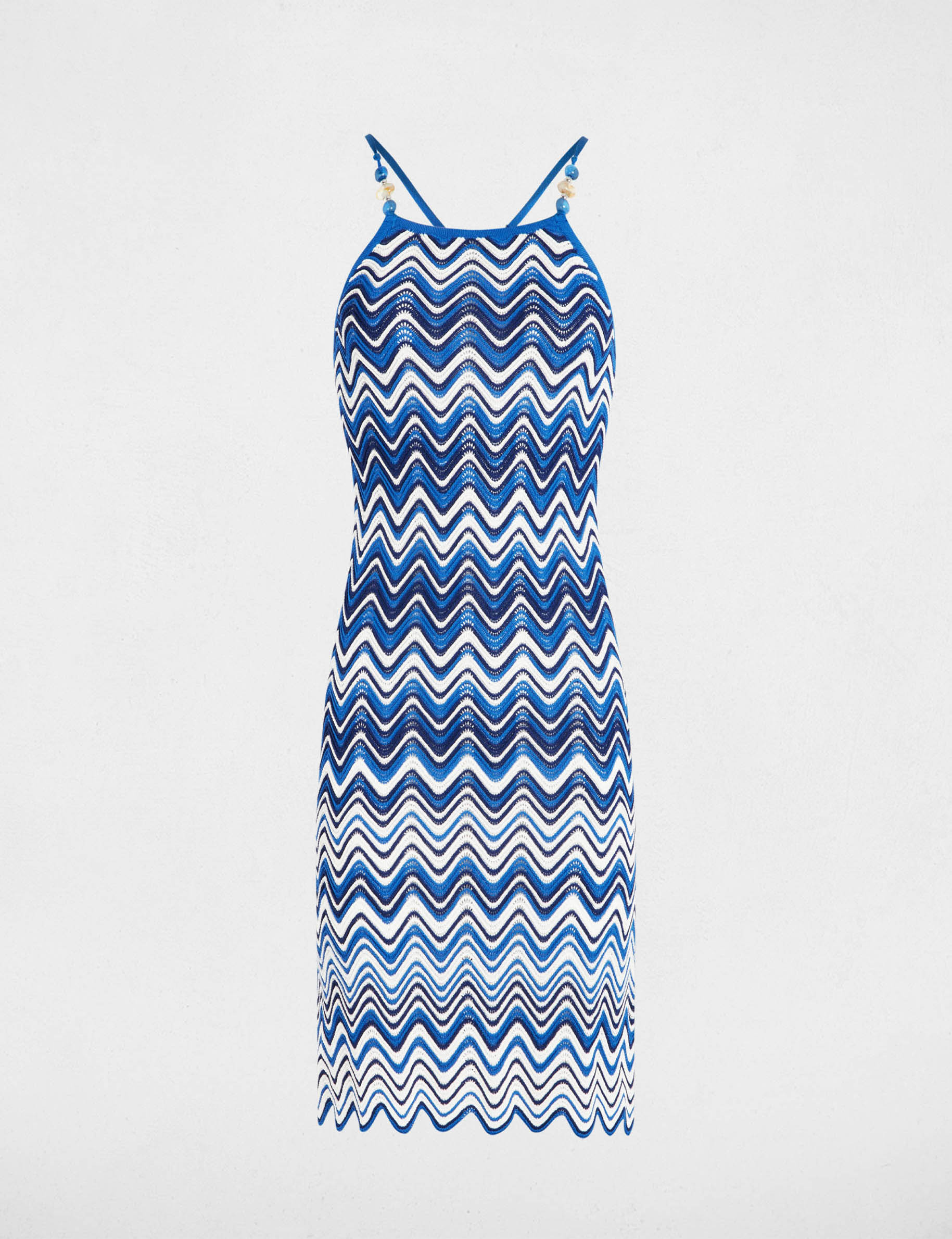 vestido punto recto con joyas azul electrico mujer Vestido punto recto con joyas azul eléctrico mujer