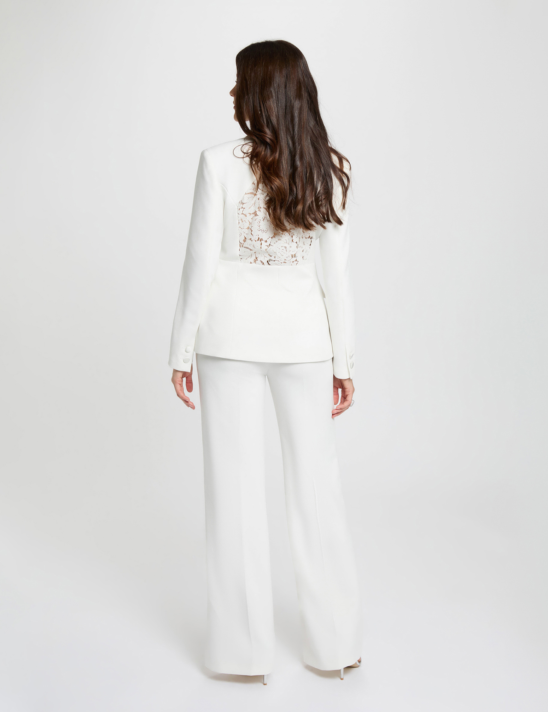 Pantal&oacute;n ancho de tiro alto blanco mujer