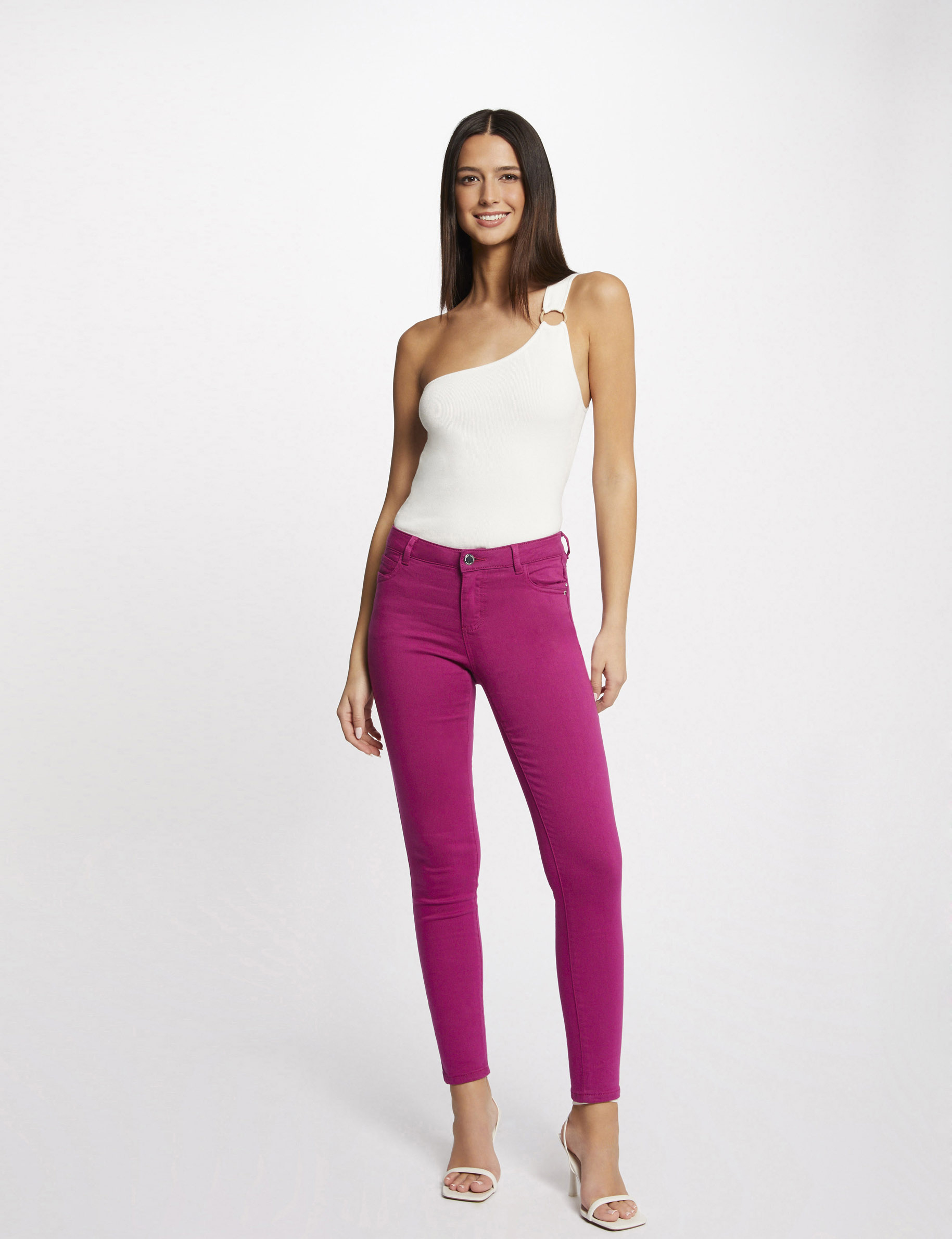 Pantalón skinny talle bajo frambuesa mujer Pantalón skinny talle bajo frambuesa mujer