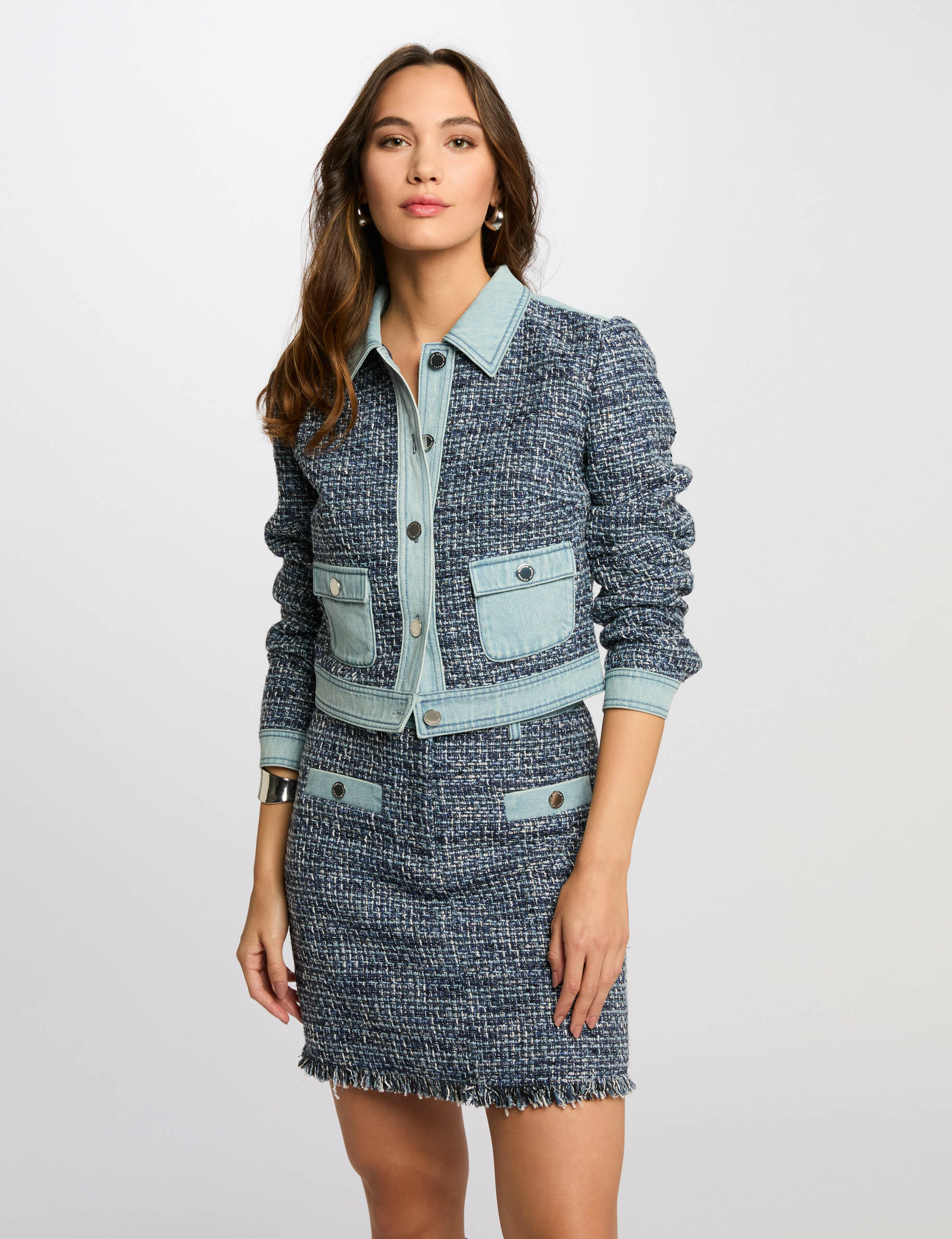 falda corta de tweed multicolor mujer Falda corta de tweed multicolor mujer