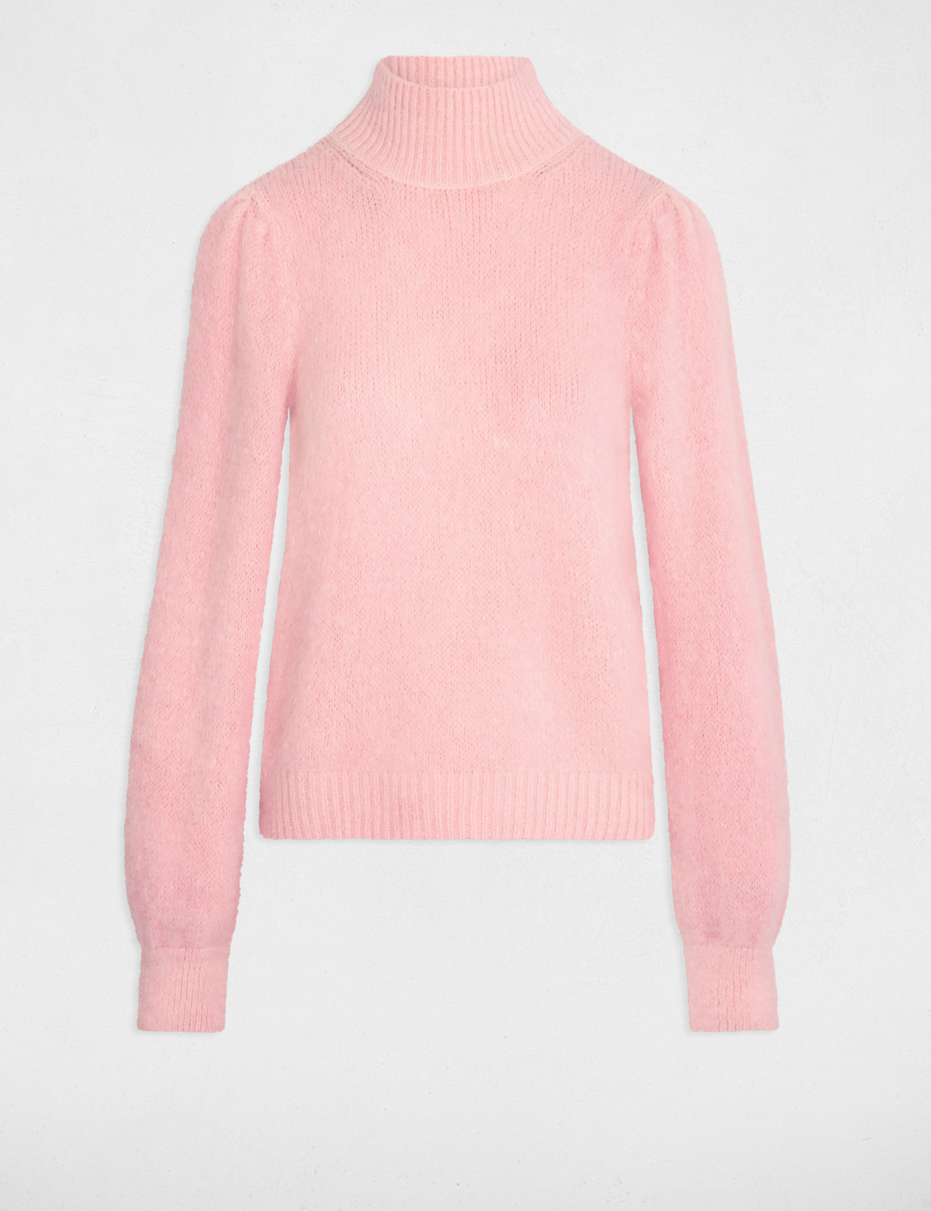 Jersey con cuello alto rosa mujer