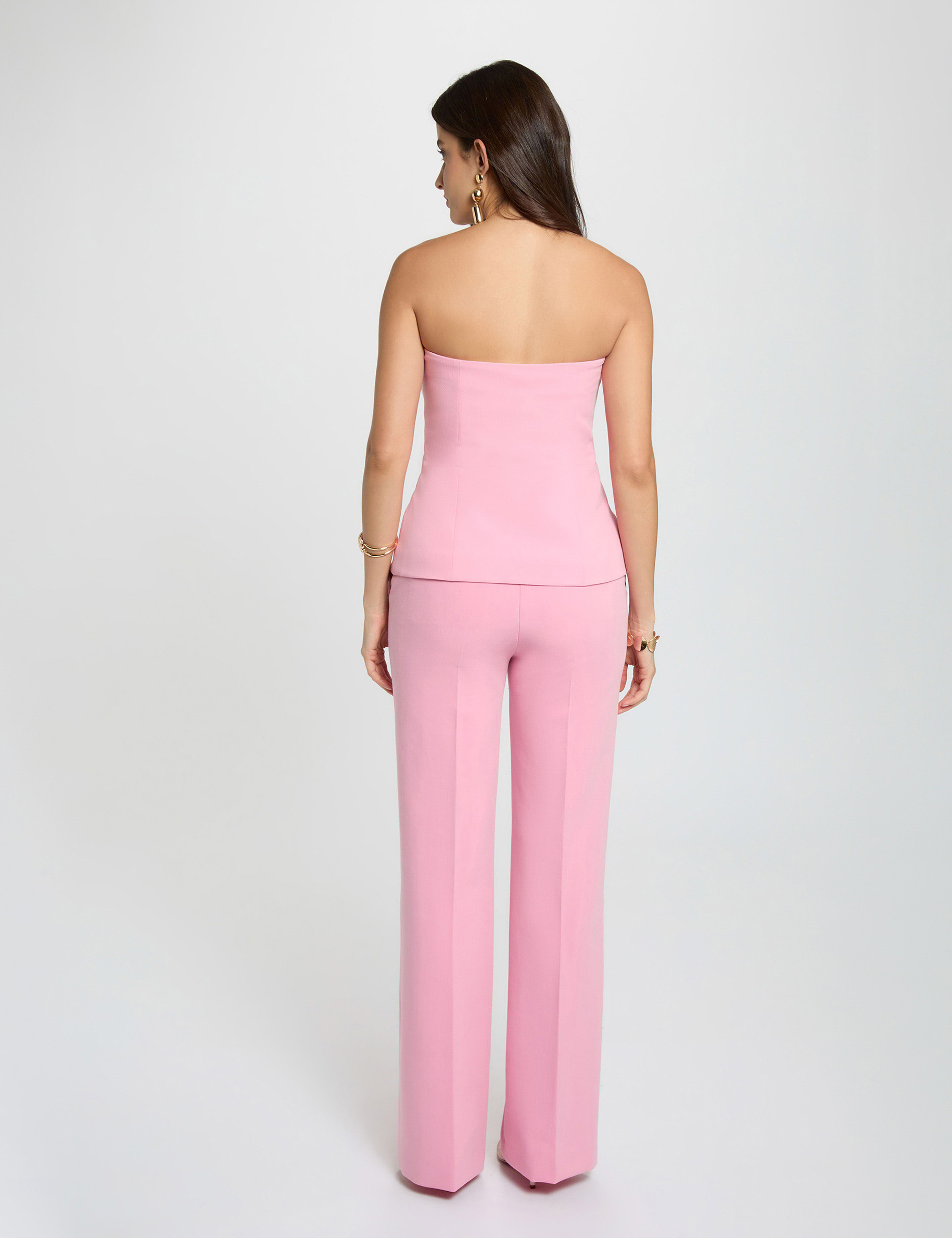 Top ajustado sin mangas rosa claro mujer