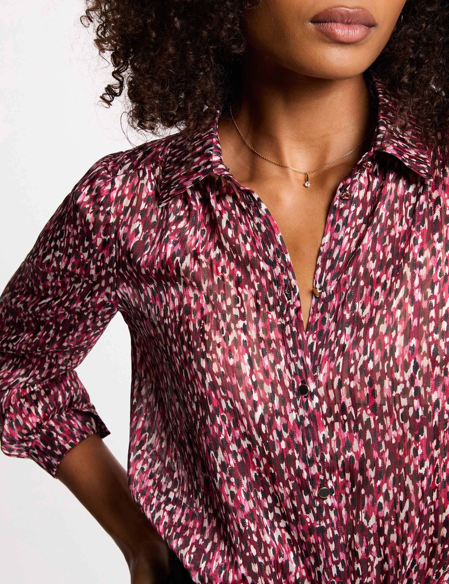 Camisa de gasa estampada multicolor mujer