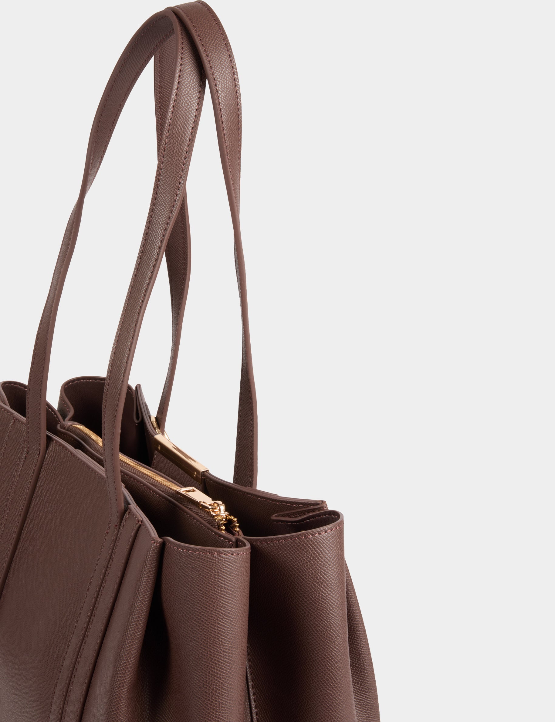 Bolso tote de piel sint&eacute;tica marr&oacute;n oscuro mujer