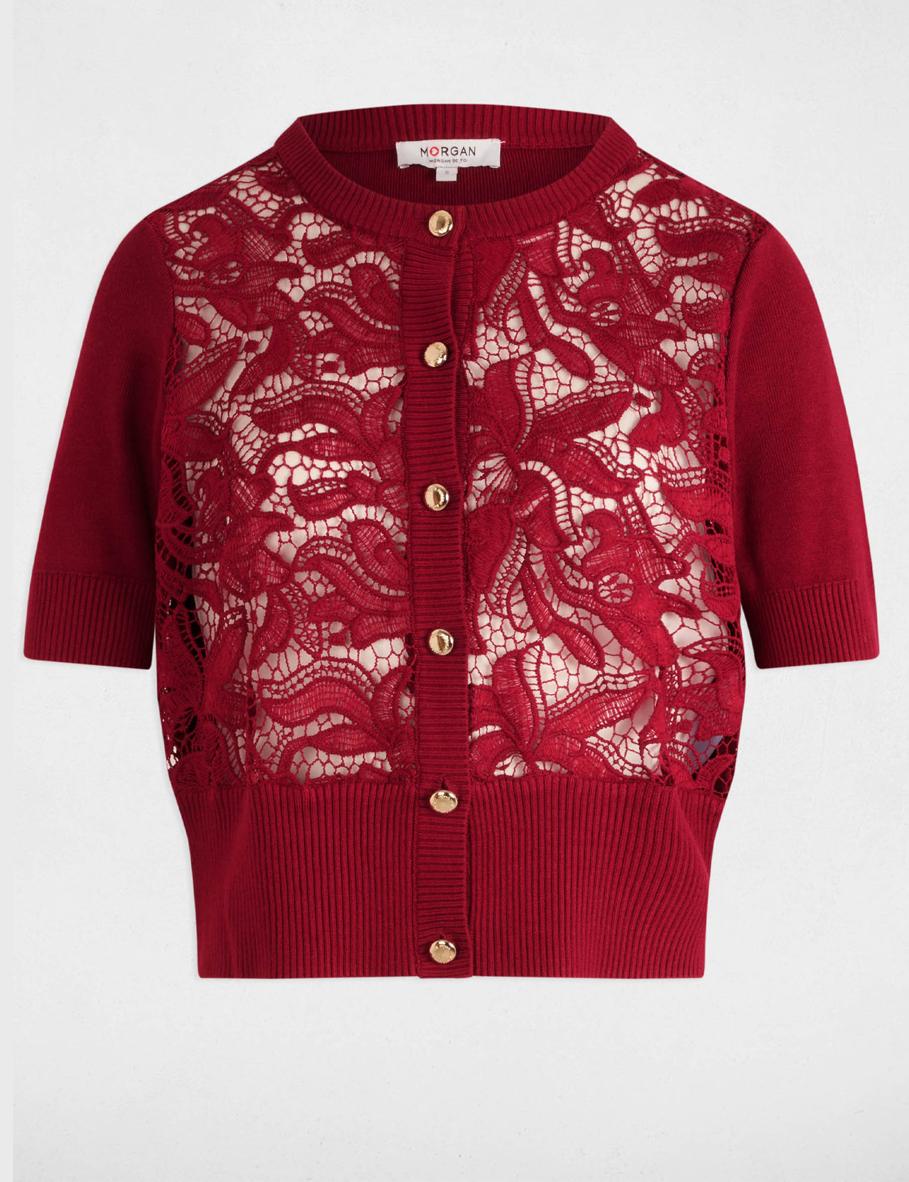 cardigan manga corta rojo oscuro mujer Cárdigan manga corta rojo oscuro mujer