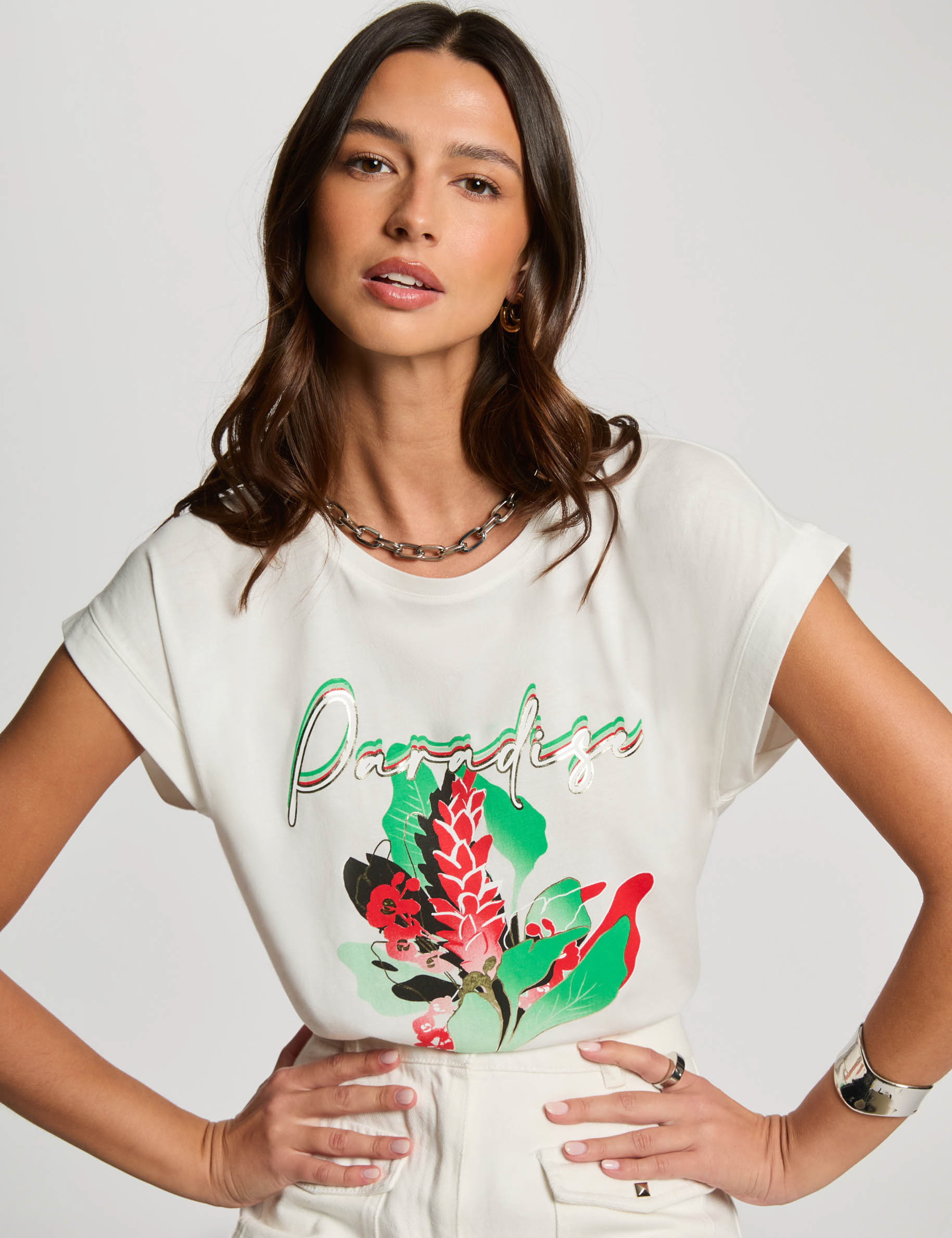 Camiseta con mensaje blanco mujer