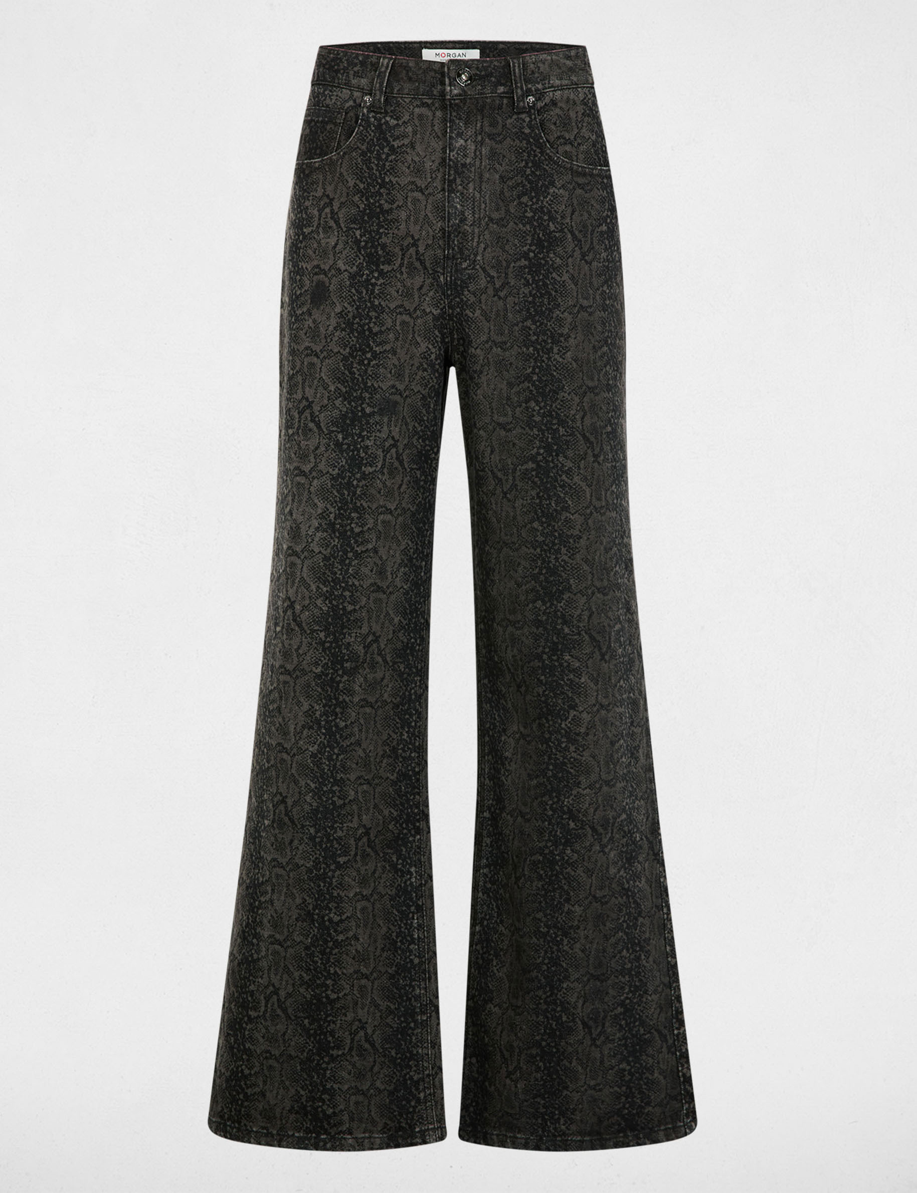 Jean ancho de tiro alto multicolor mujer