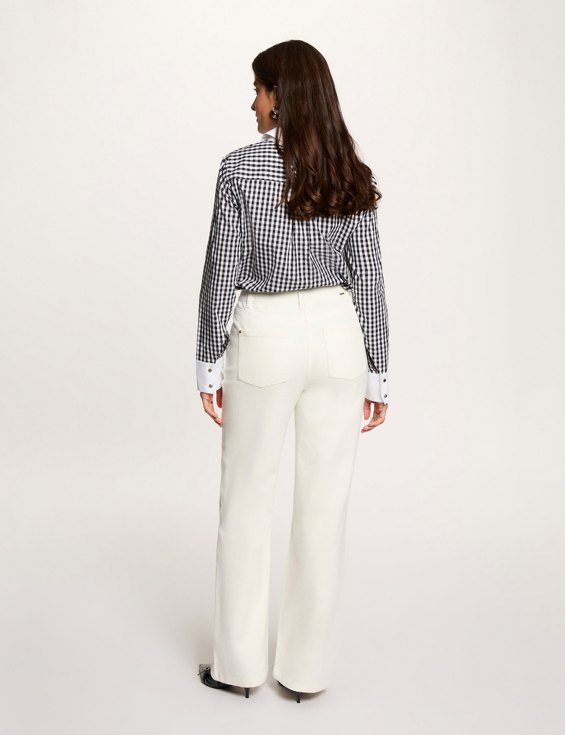 Jean ancho 7/8 blanco mujer