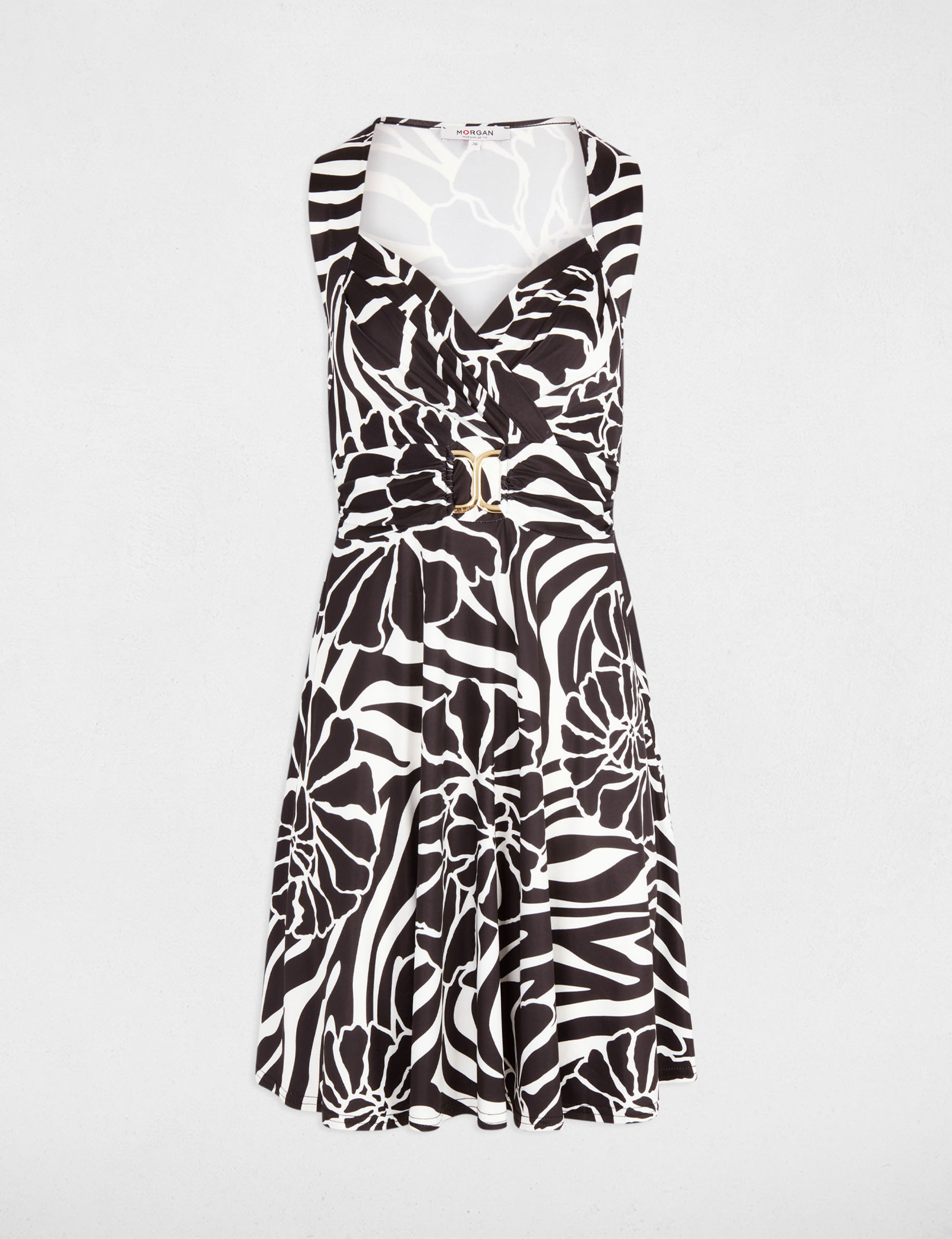 Vestido corto escotado negro mujer