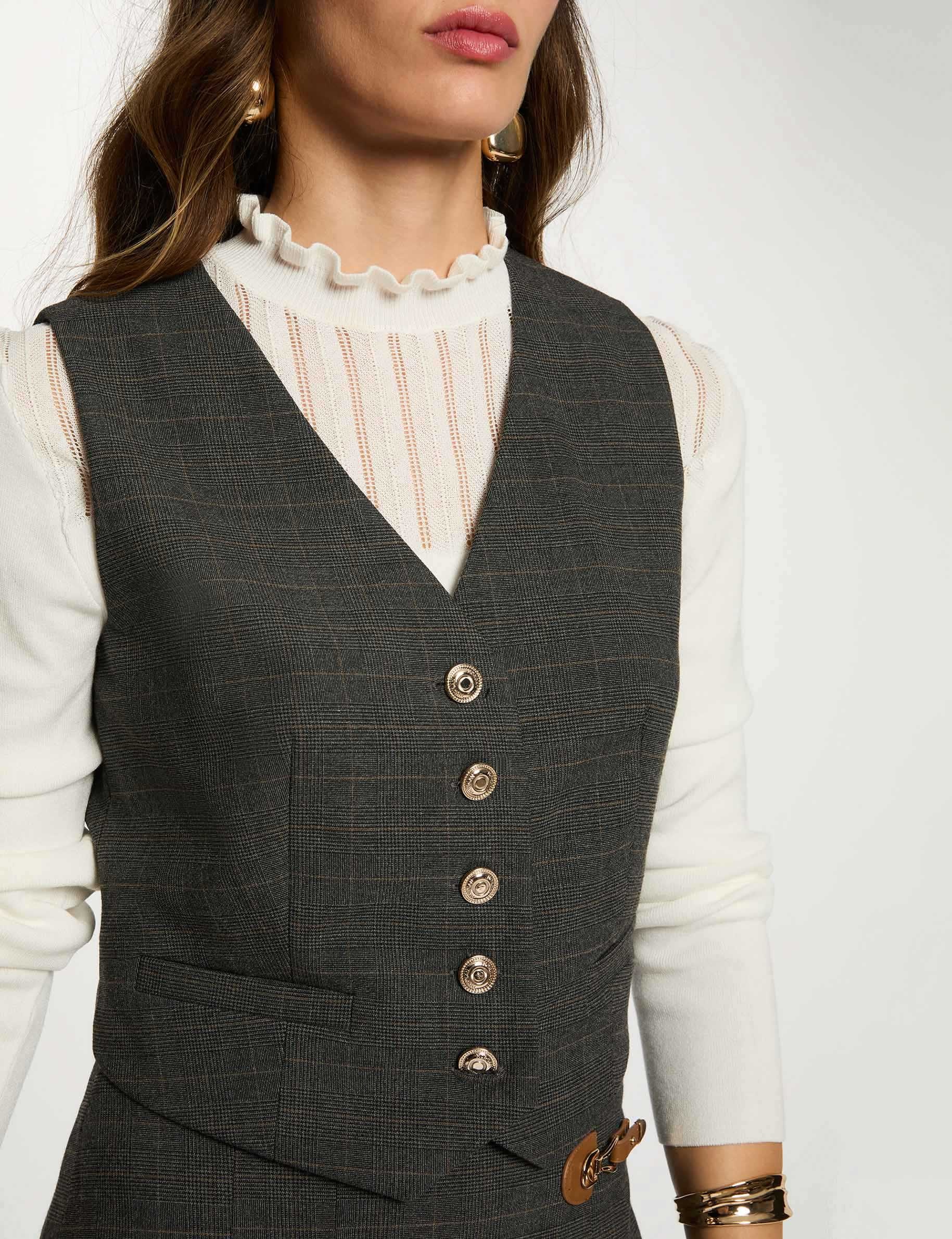 Chaleco ajustado gris moyen mujer