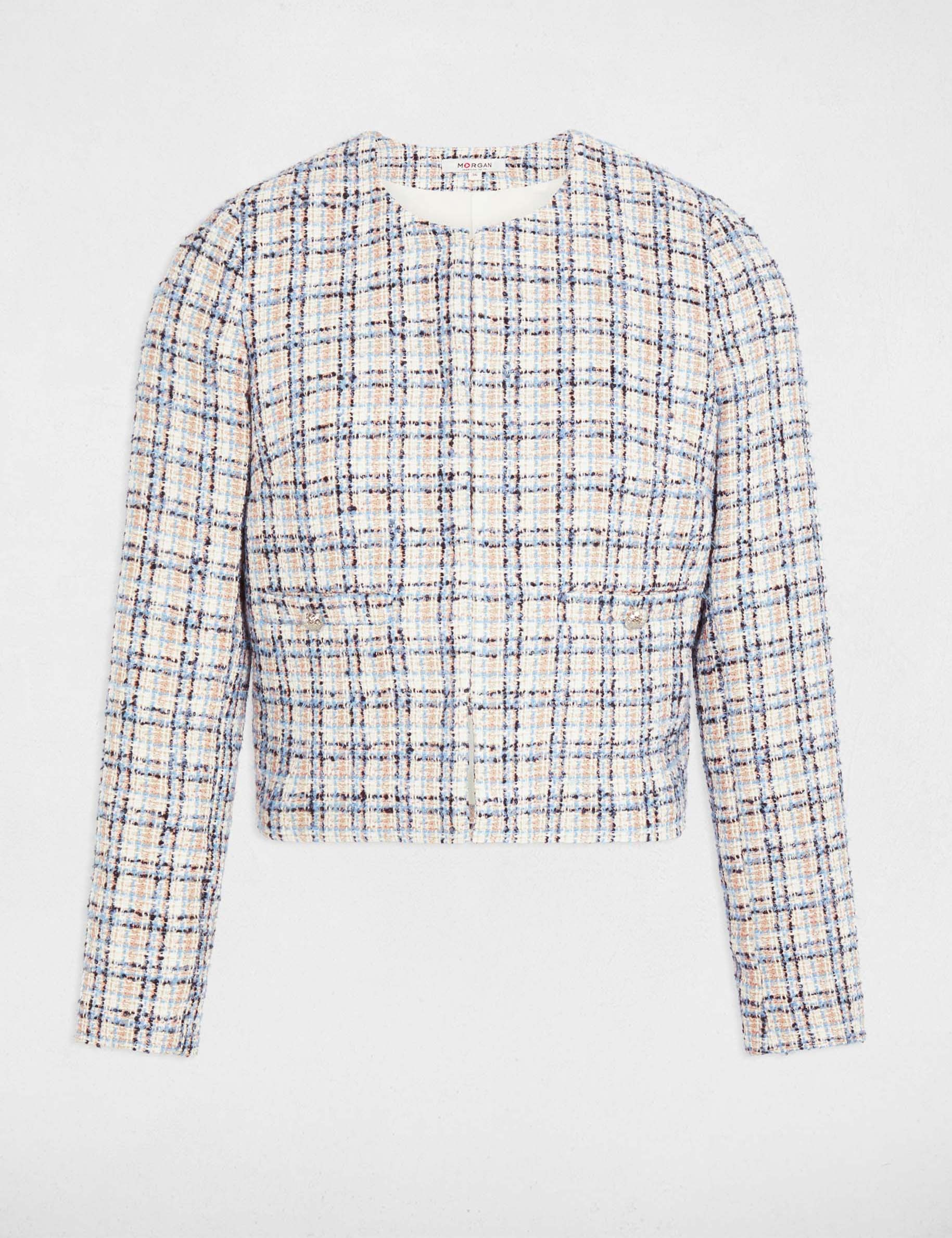 Chaqueta entallada de tweed multicolor mujer