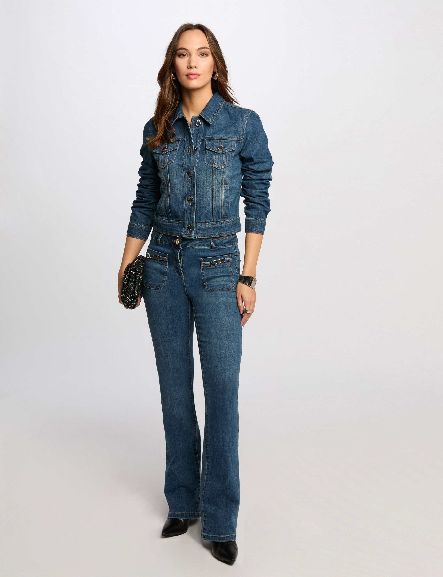 Chaqueta vaquero corta denim stone mujer
