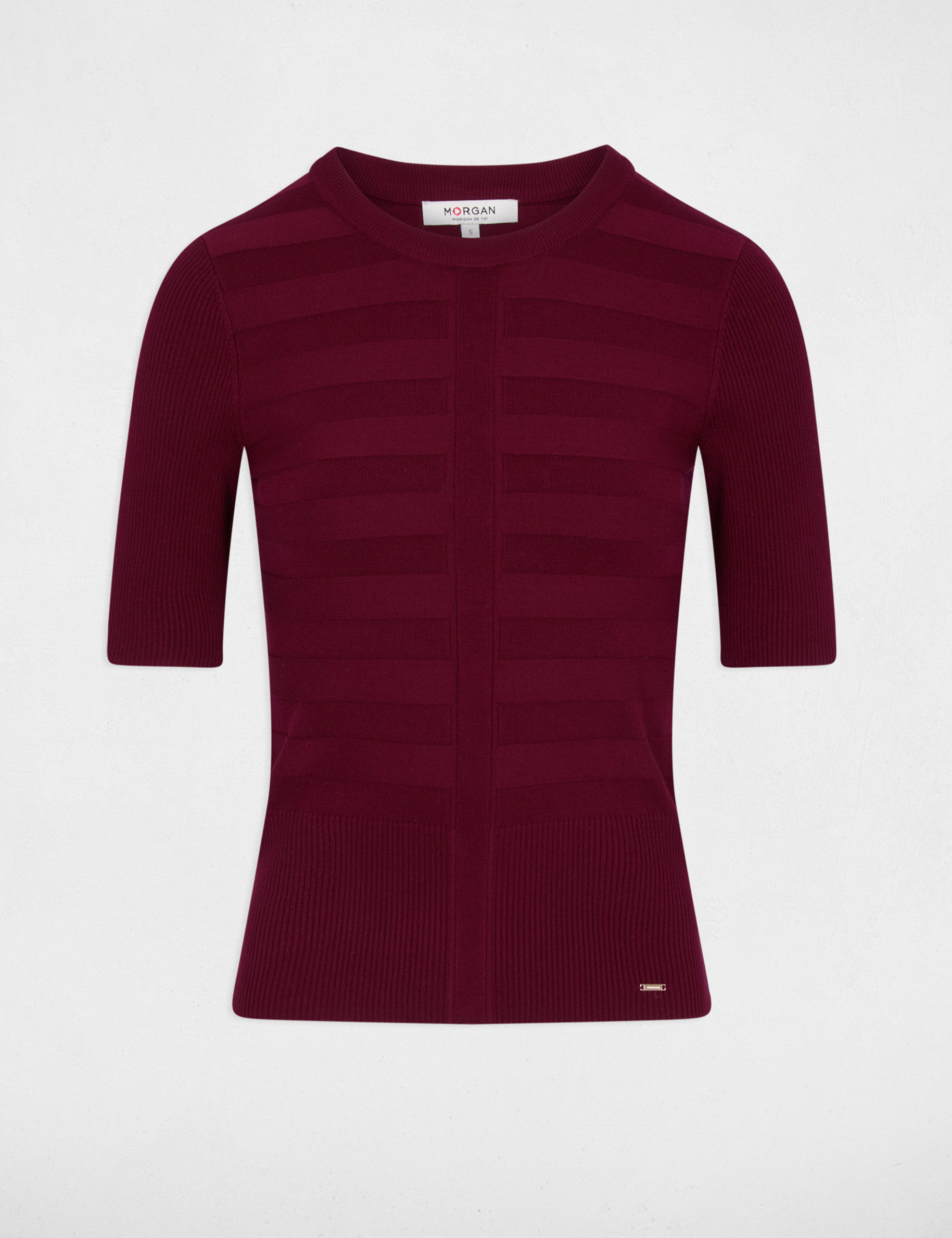 Jersey manga corta burdeos mujer