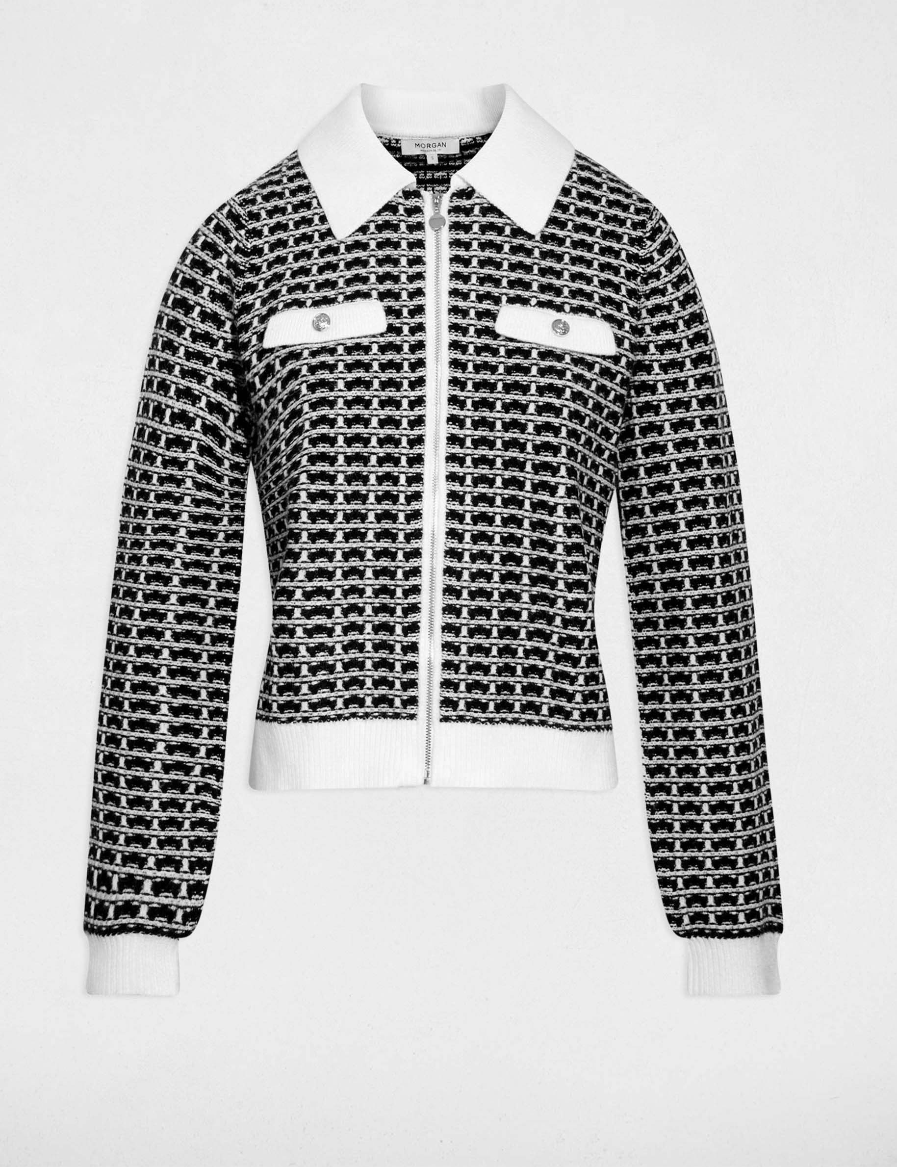 C&aacute;rdigan jacquard de espiga negro mujer
