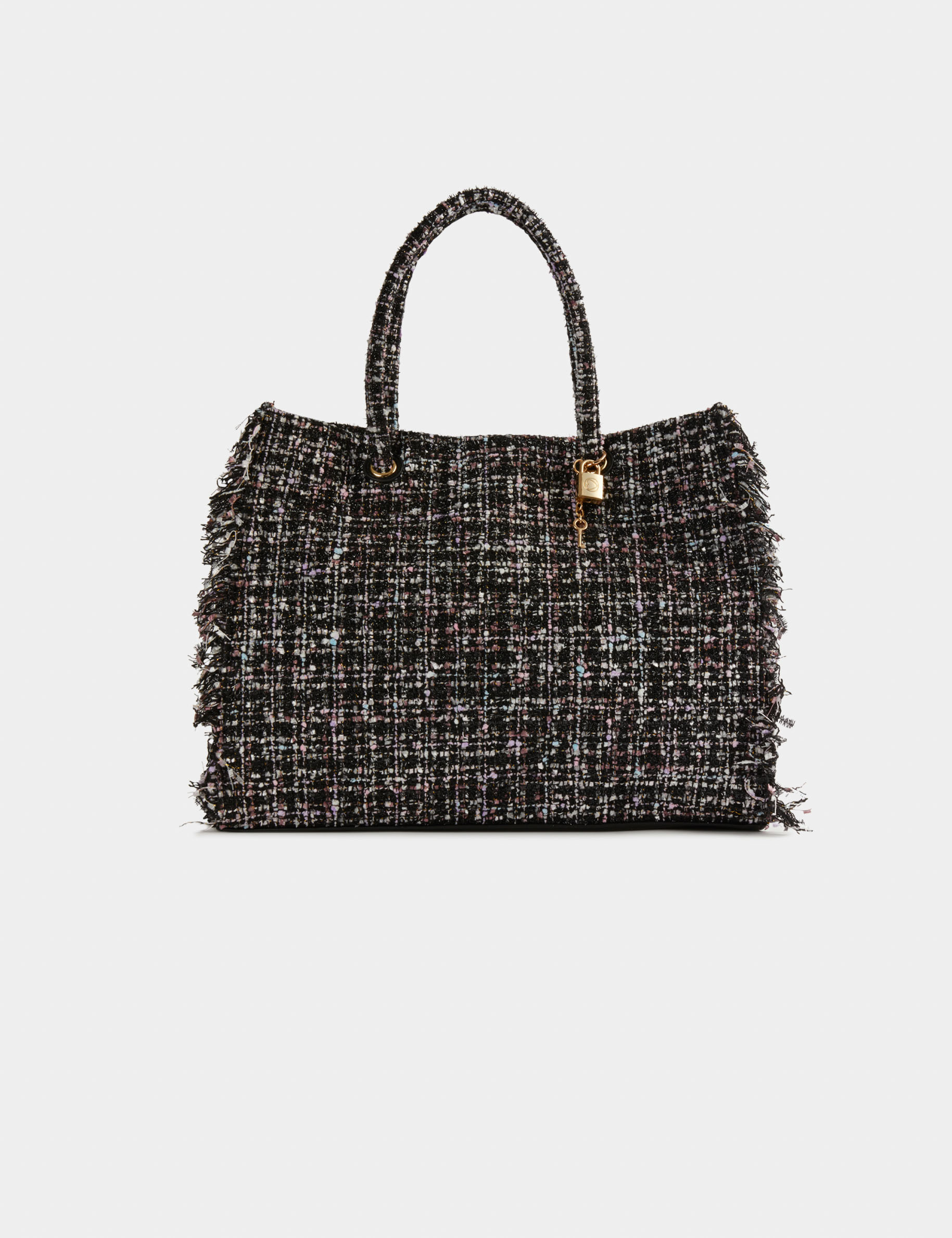 bolso shopper rectangular con flecos negro mujer Bolso shopper rectangular con flecos negro mujer