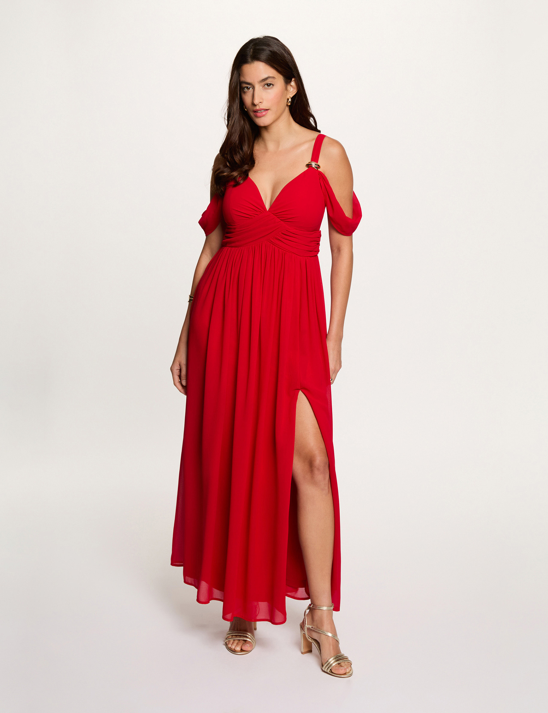 Vestido largo rojo mujer