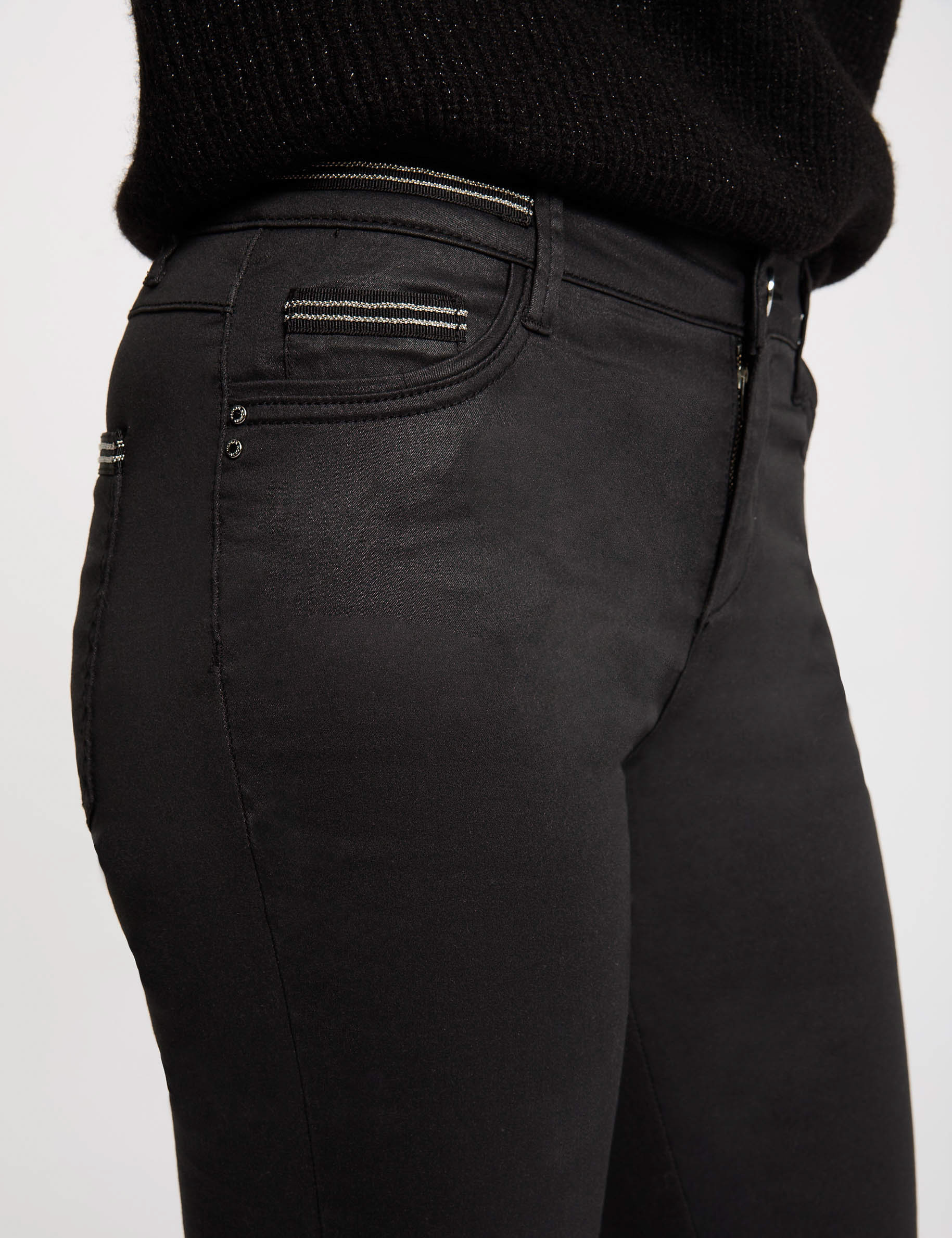 pantalon slim efecto mojado negro mujer Pantalón slim efecto mojado negro mujer