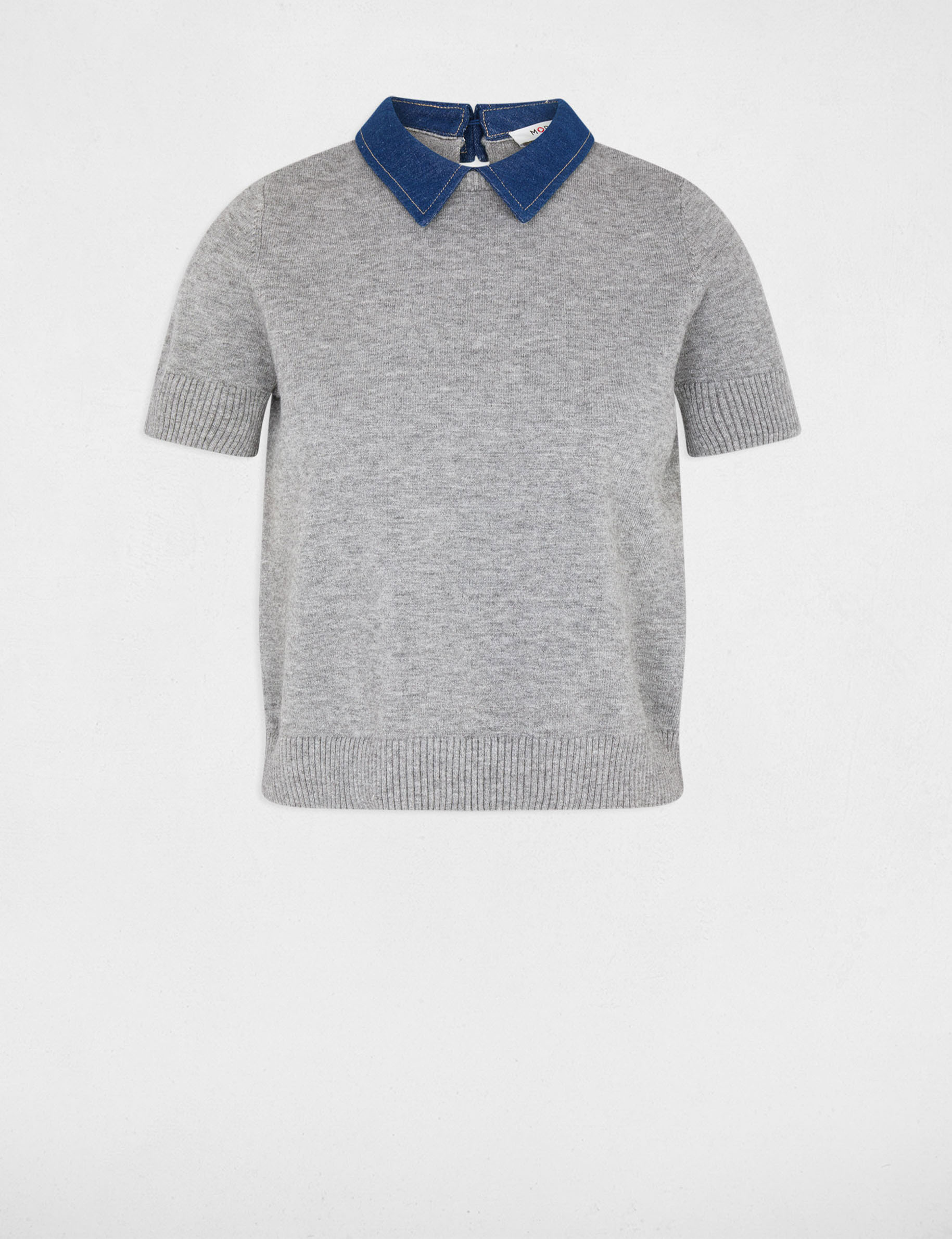 Jersey con cuello vuelto gris claro mujer