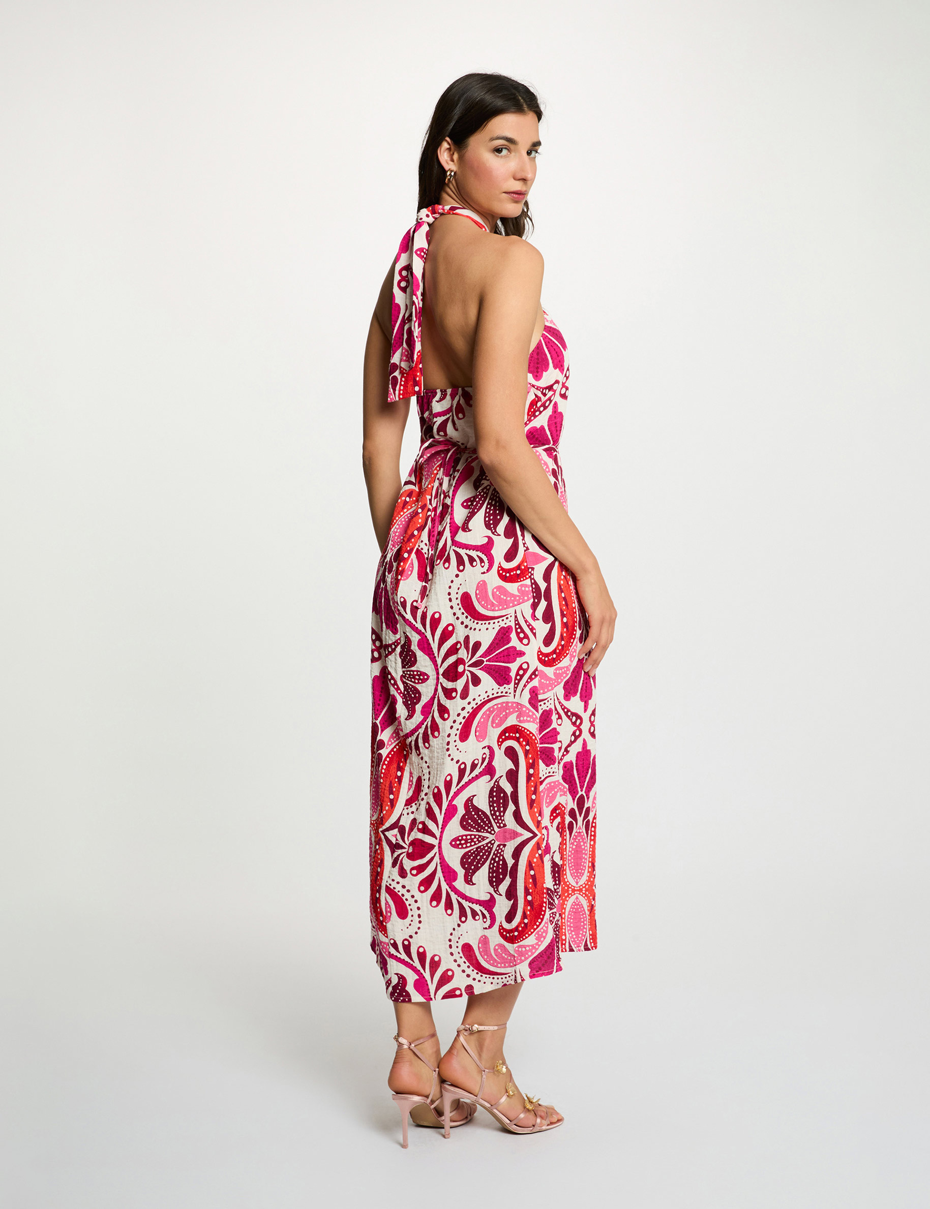 Vestido ajustado con cuello alto multicolor mujer