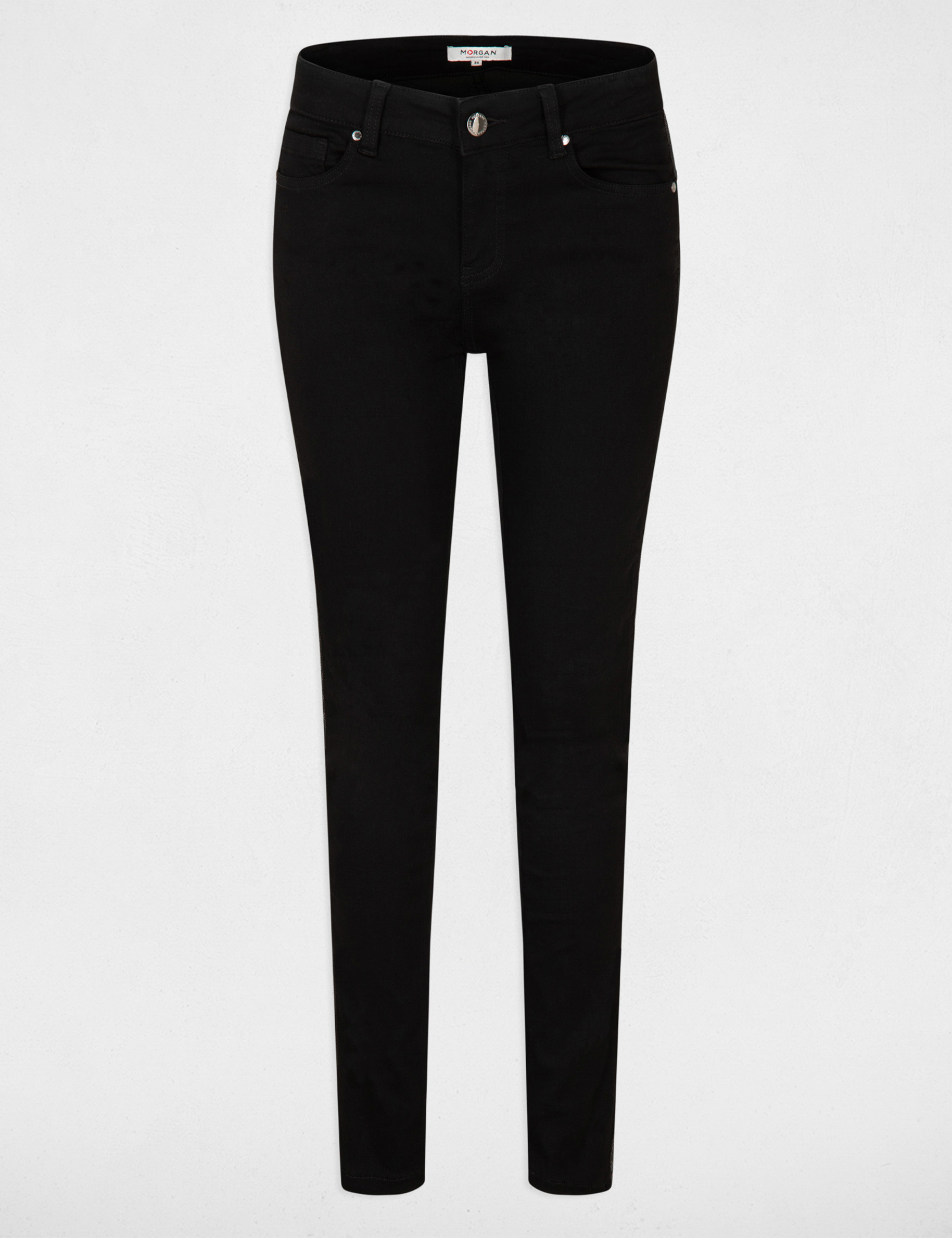 Vaquero slim con lentejuelas negro mujer