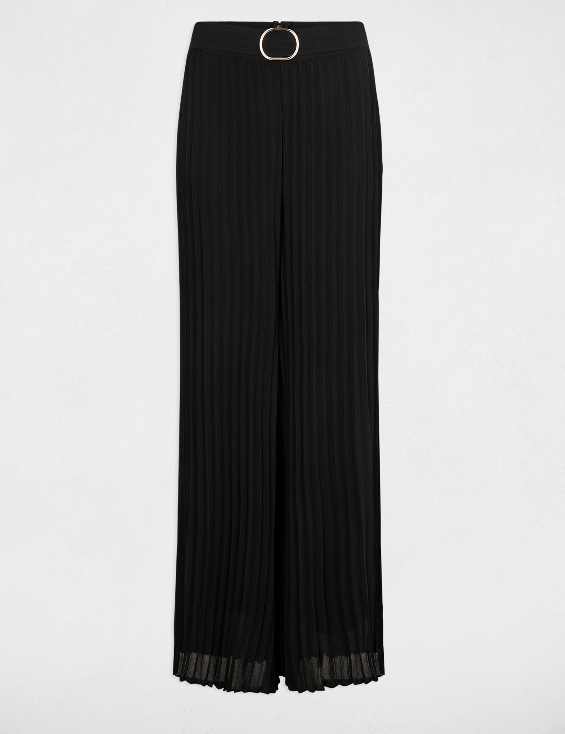 pantalon holgado plisado negro mujer Pantalón holgado plisado negro mujer