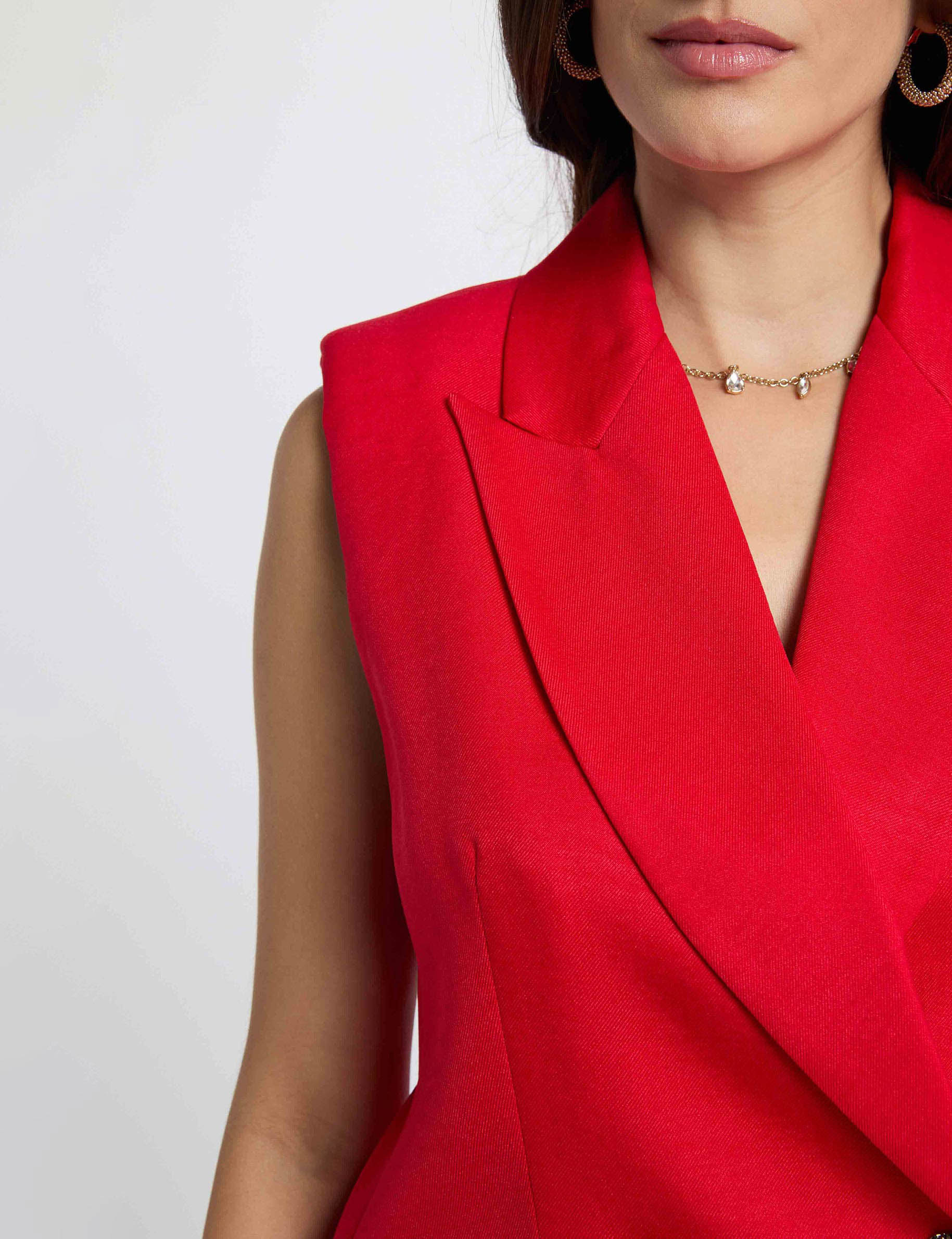 Chaqueta ajustada sin mangas rojo mujer