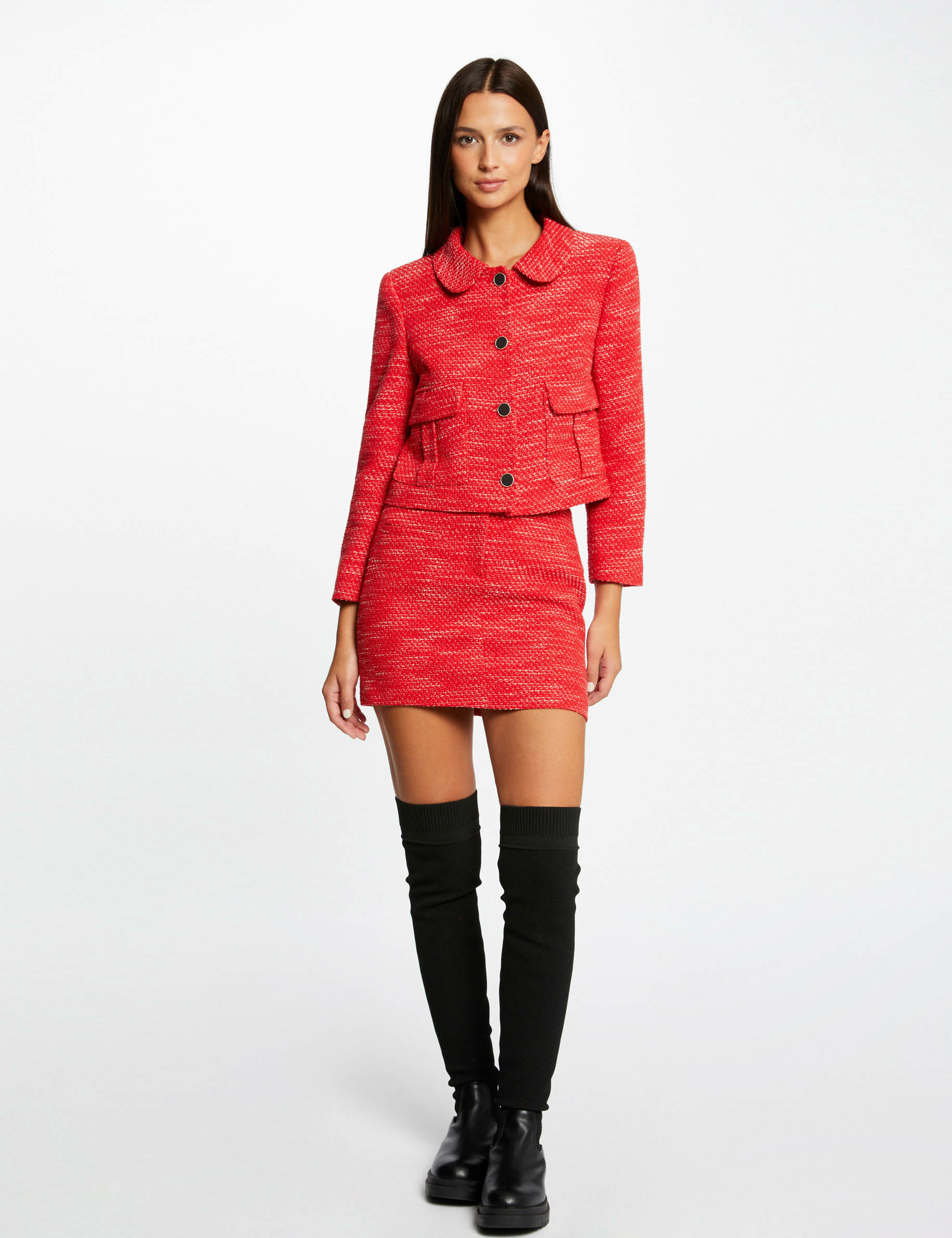 Falda recta corta rojo mujer