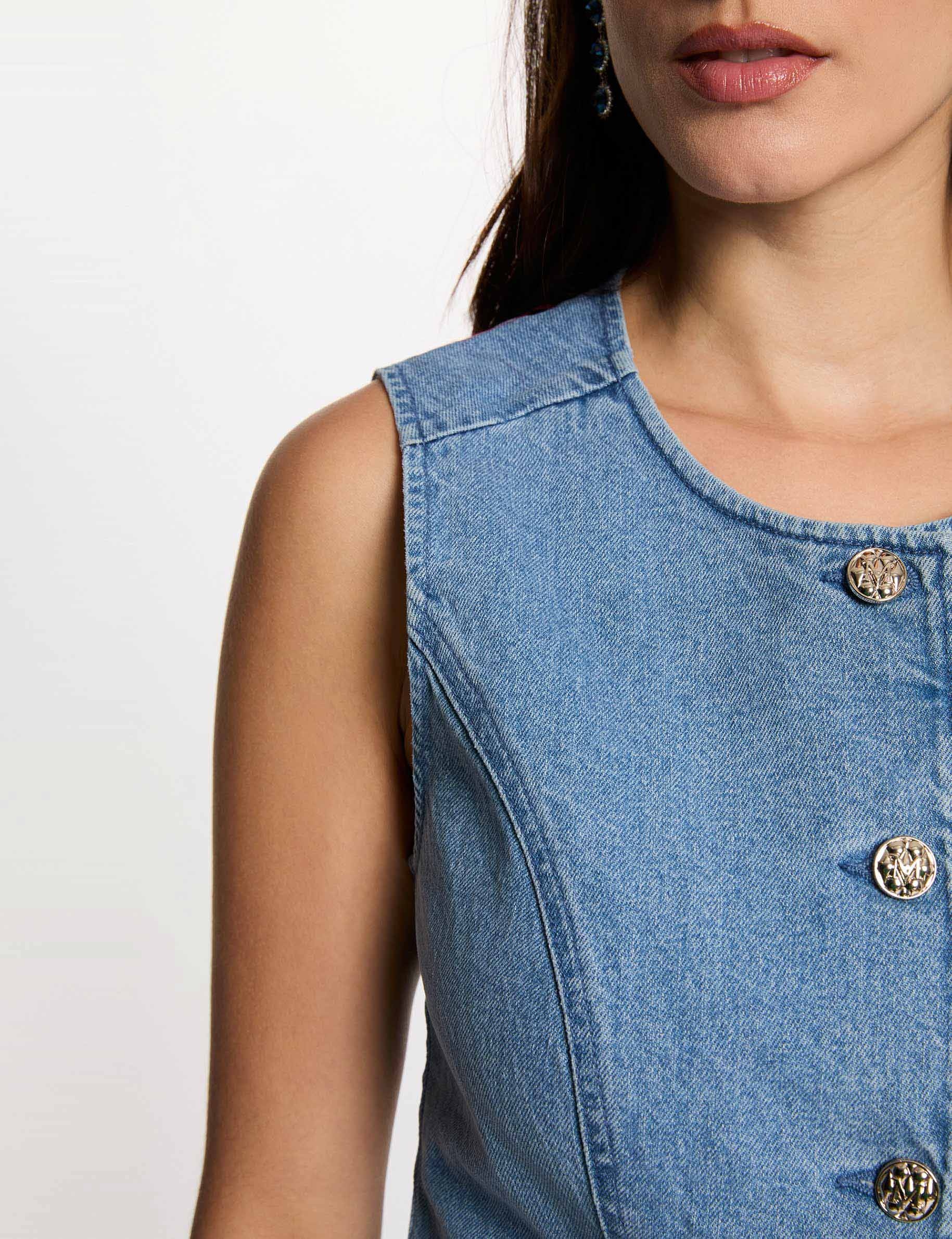 C&aacute;rdigan vaquero sin mangas denim doble stone mujer